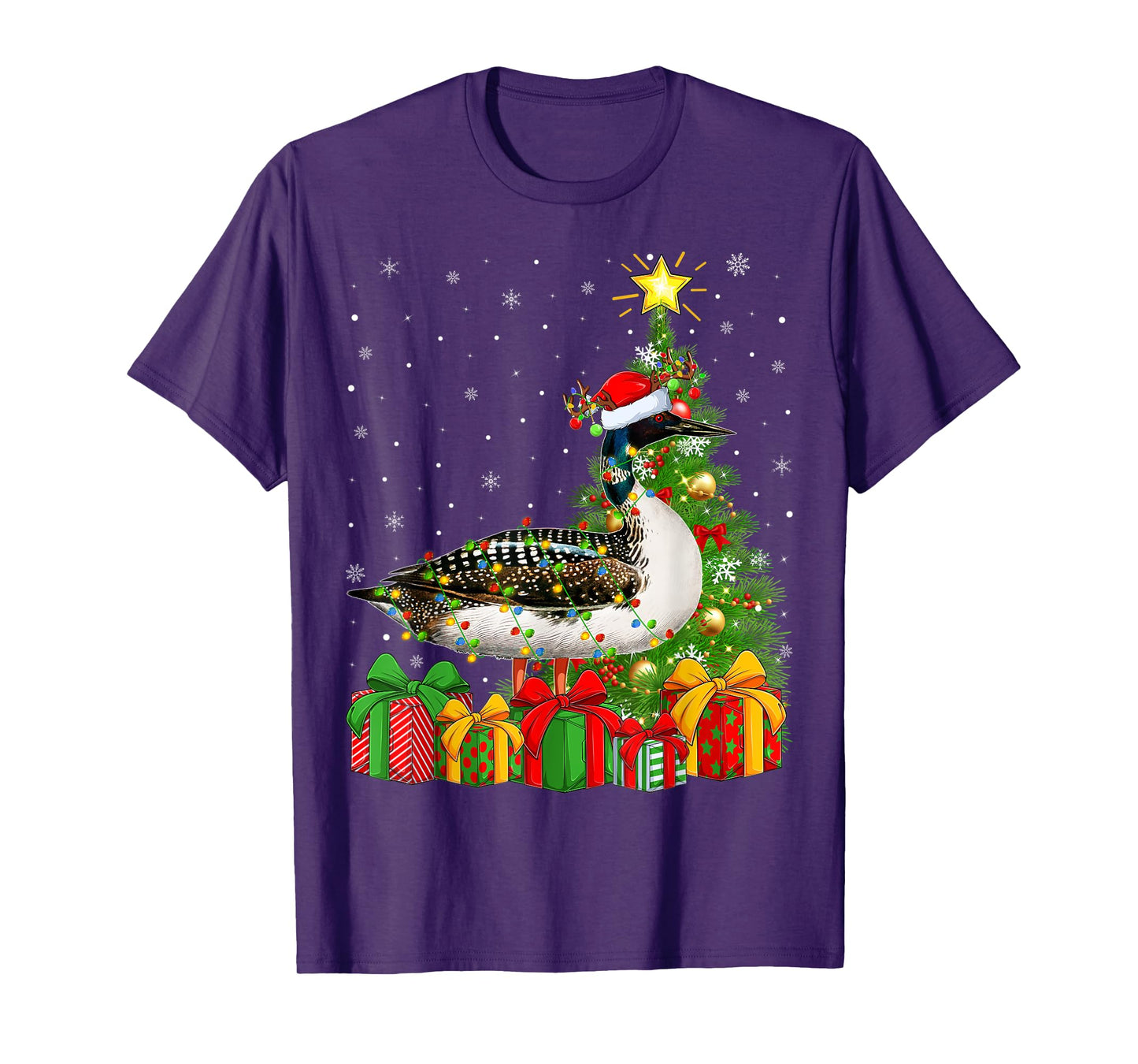 Loon Lighting Xmas Tree Santa Hat Loon Christmas T-Shirt