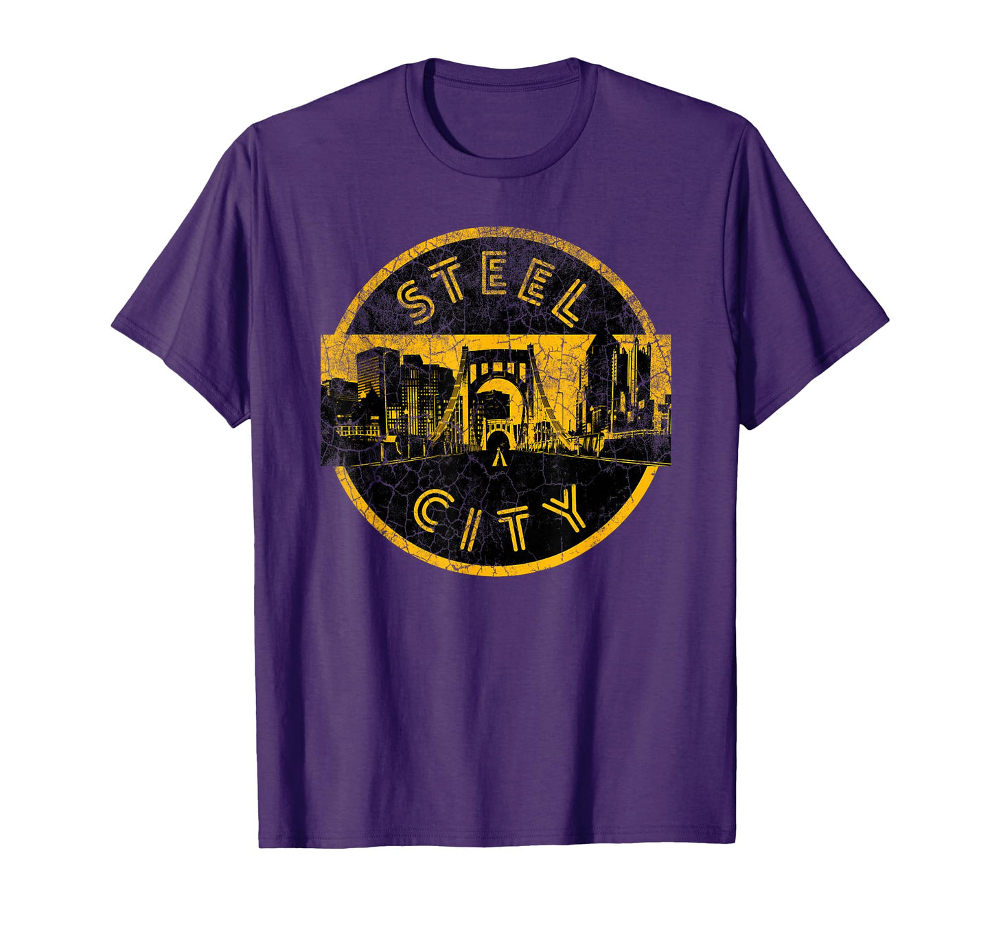 Pittsburgh Steel City Retro Skyline Bridge Vintage T-Shirt