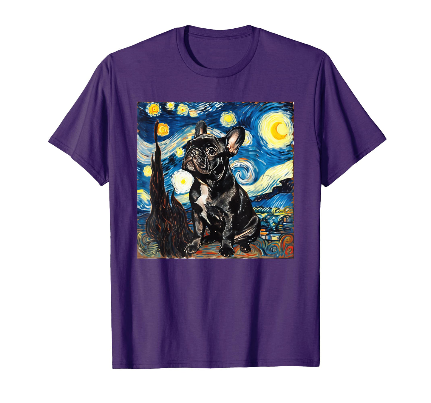 French Bulldog Dog Van Gogh Style Starry Night T-Shirt