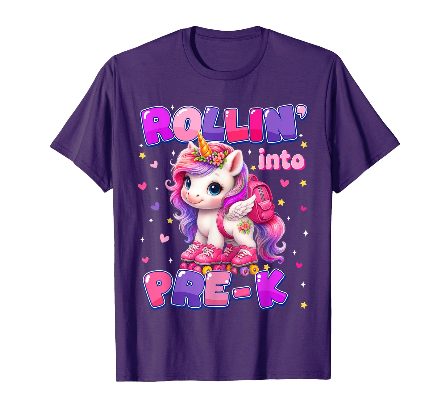 Rolling Into pre-k Unicorn First Day Of School Girls T-Shirt
