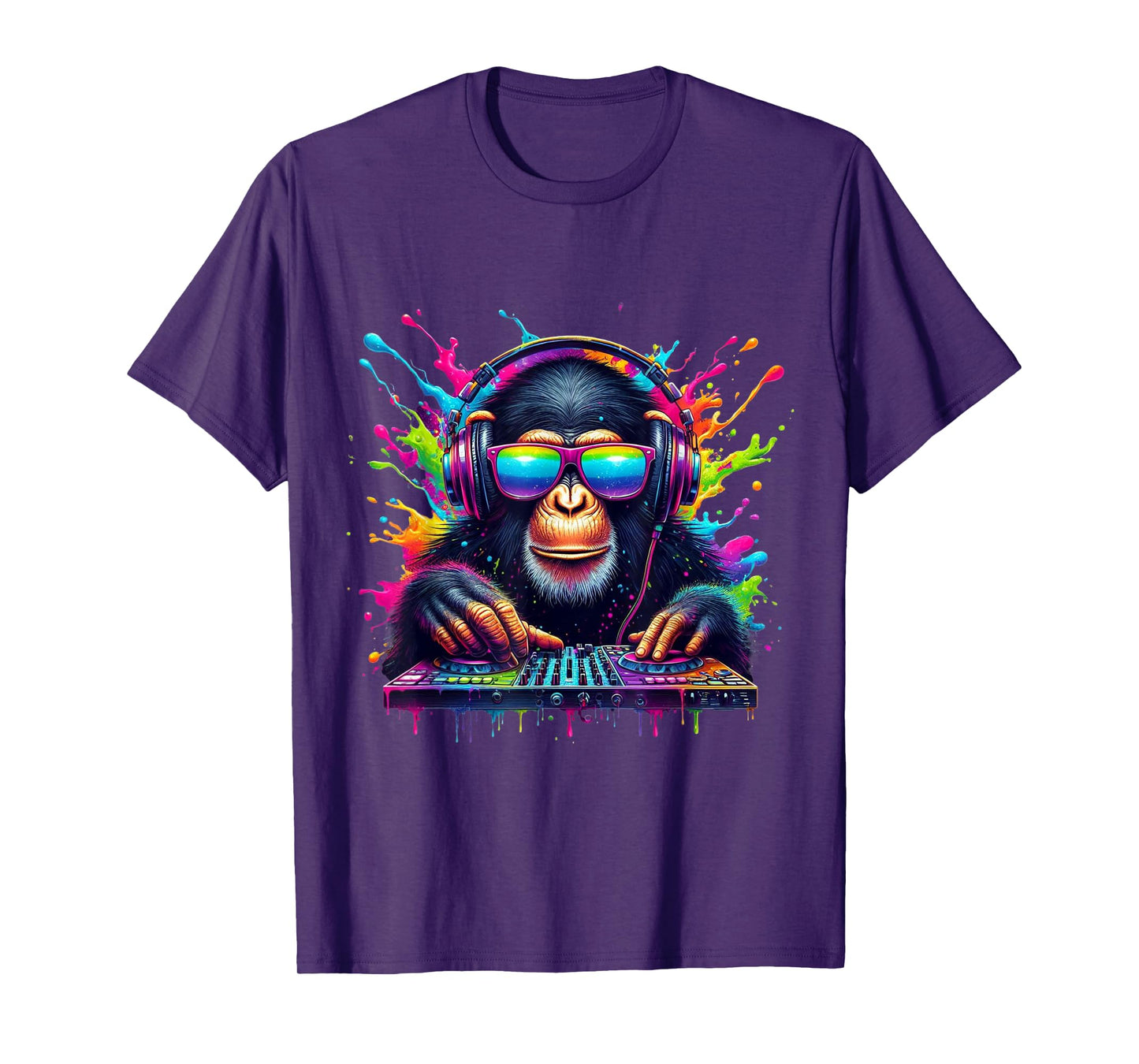 Neon DJ Monkey Rave EDM Festival Party Monkey T-Shirt
