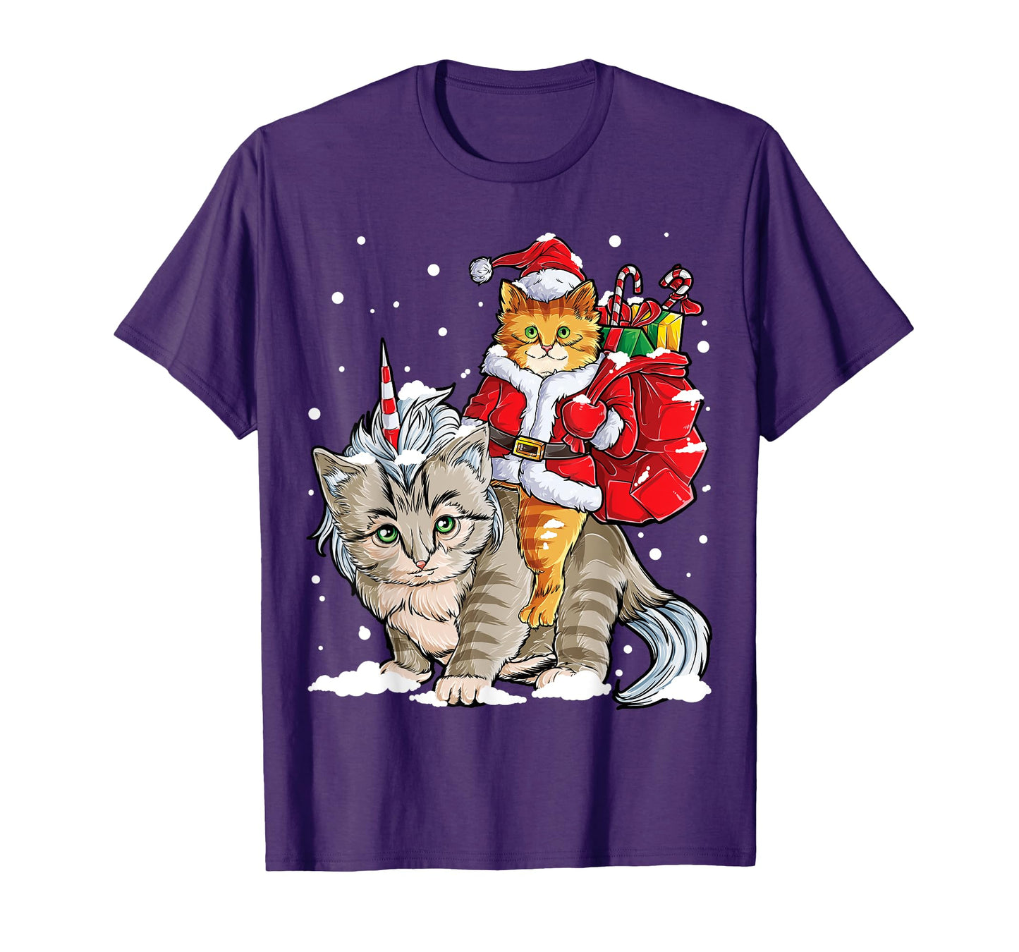 Cat Christmas Santa Caticorn Unicorn Meowy Catmas Xmas Girls T-Shirt