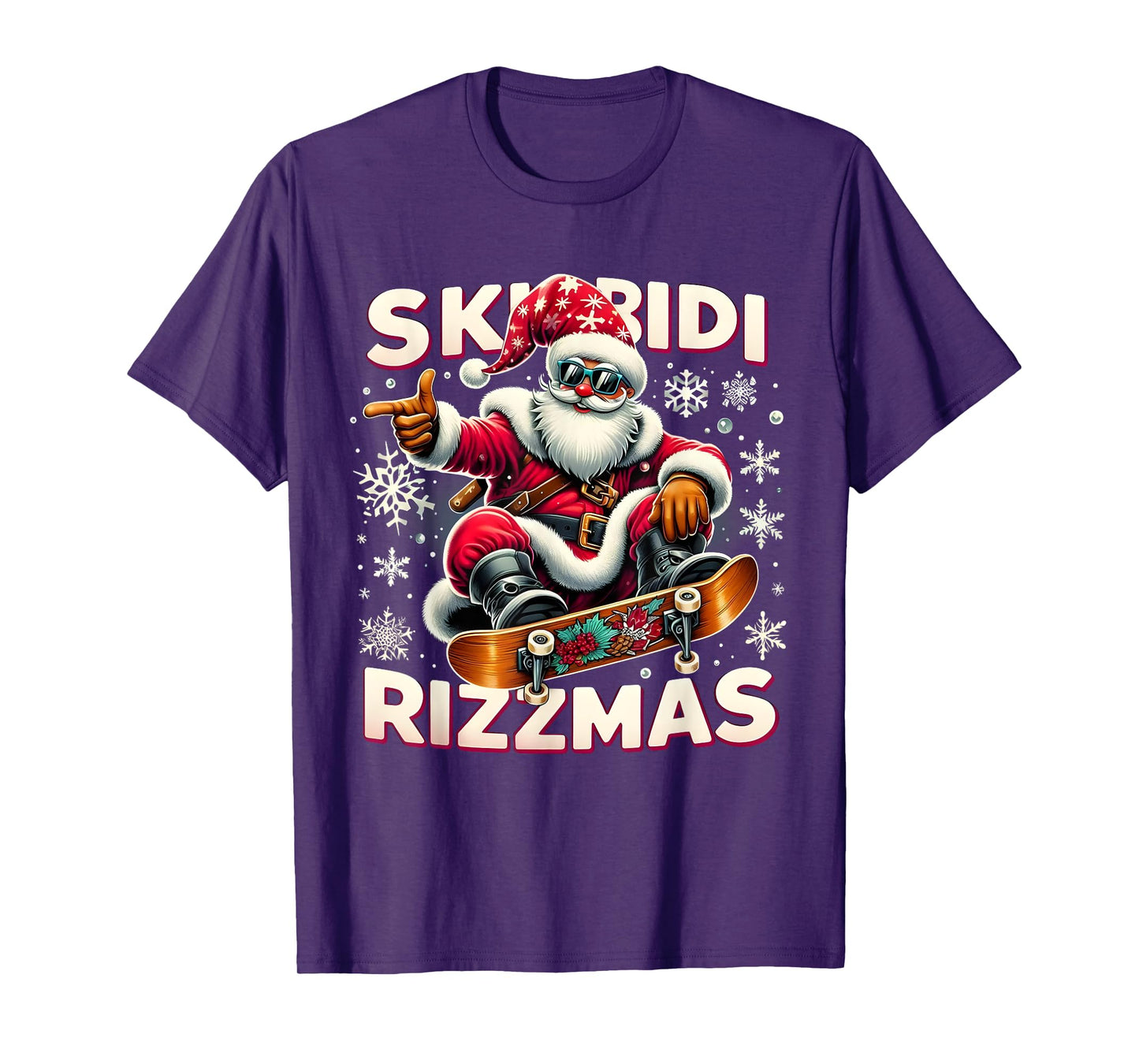 Skibidi Rizzmas Skater Santa Xmas Skibidi Rizzmas Holiday T-Shirt