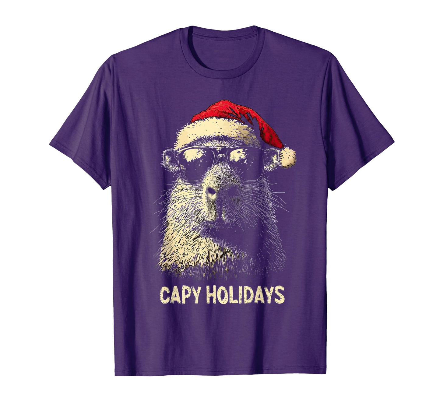 Funny Christmas Capy Holidays Kids Teens Boys Xmas Capybara T-Shirt
