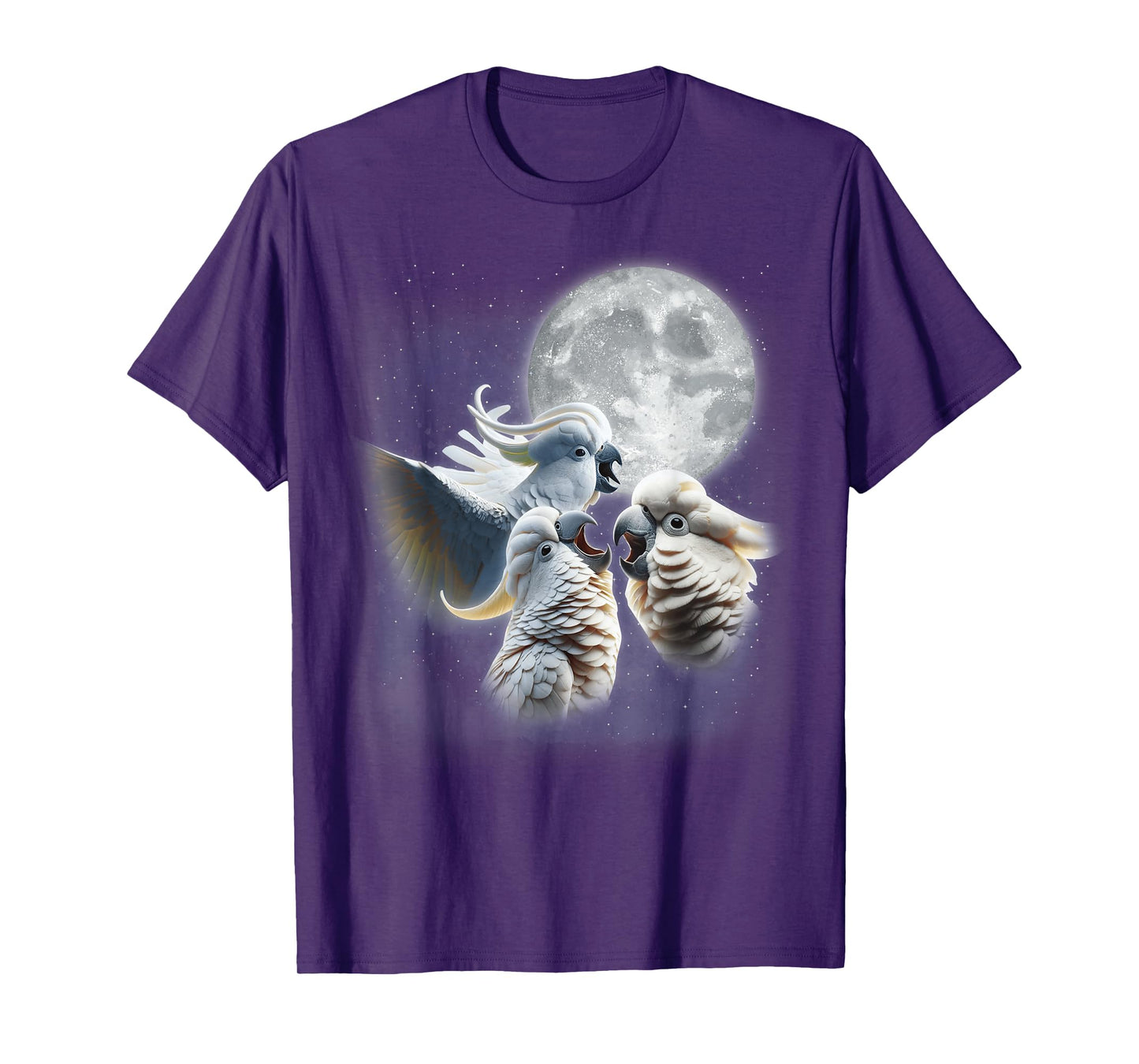 3 Parrots Howling At The Moon Funny Cockatoo Bird Lover Kids T-Shirt