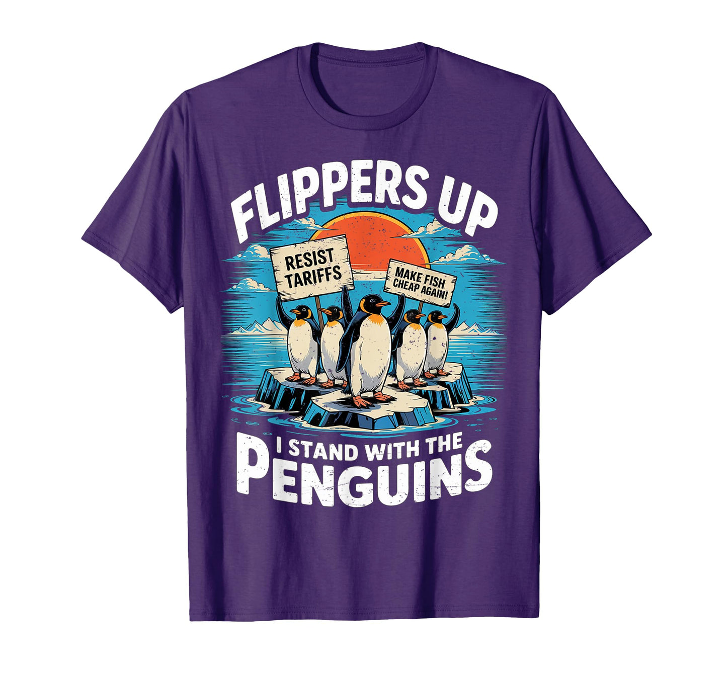Funny Resist Penguins Protest Against Tariffs T-Shirt