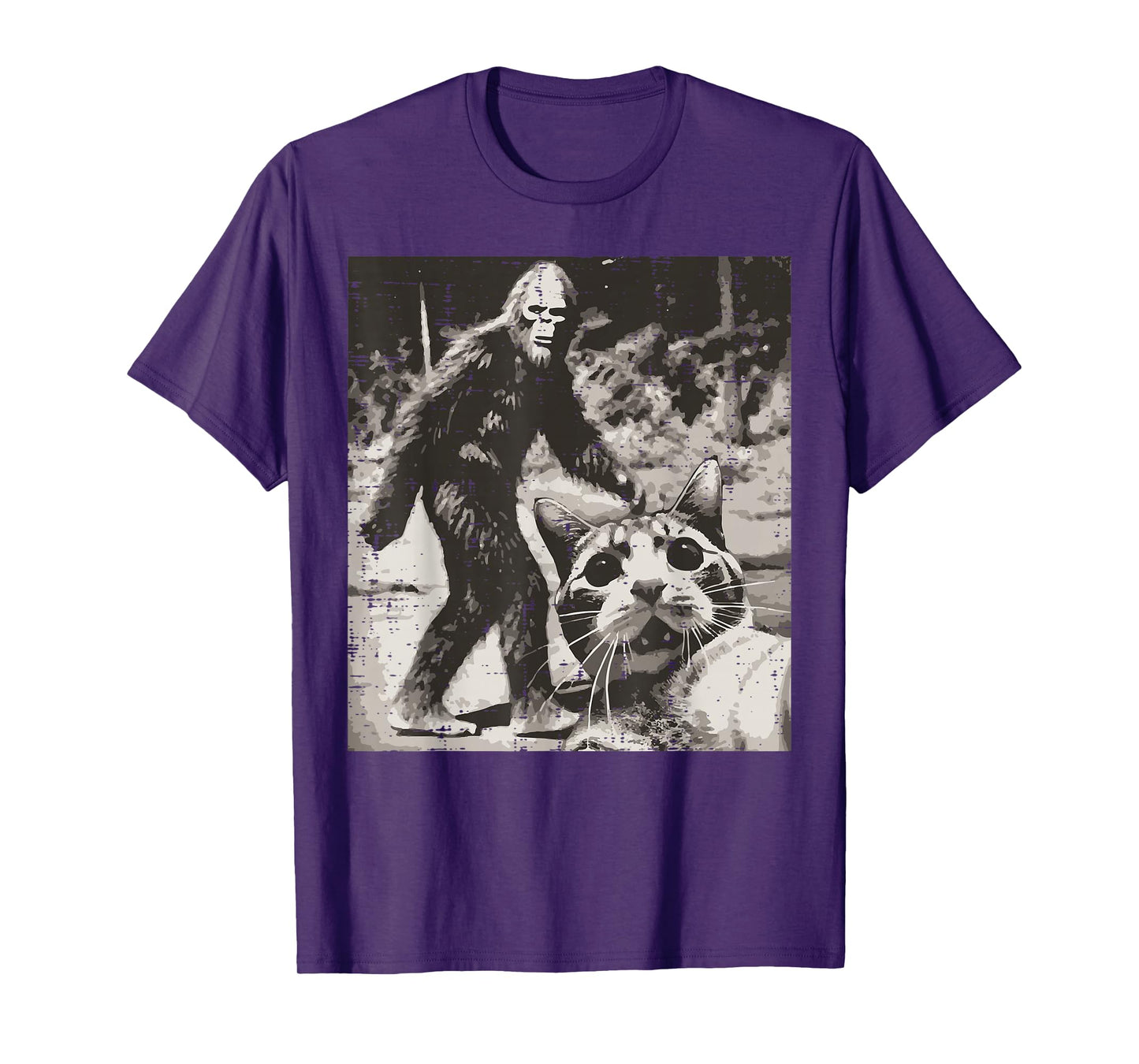 Sasquatch Cat Selfie Funny Bigfoot Kitten Meme Women Men Kid T-Shirt