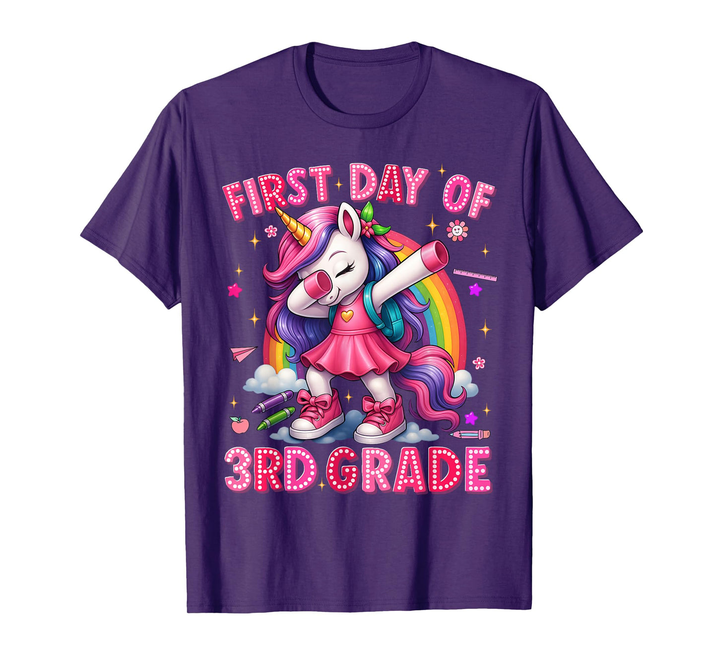 First Day Of 3rd Grade Unicorn Back To School Girls Outfits T-Shirt
