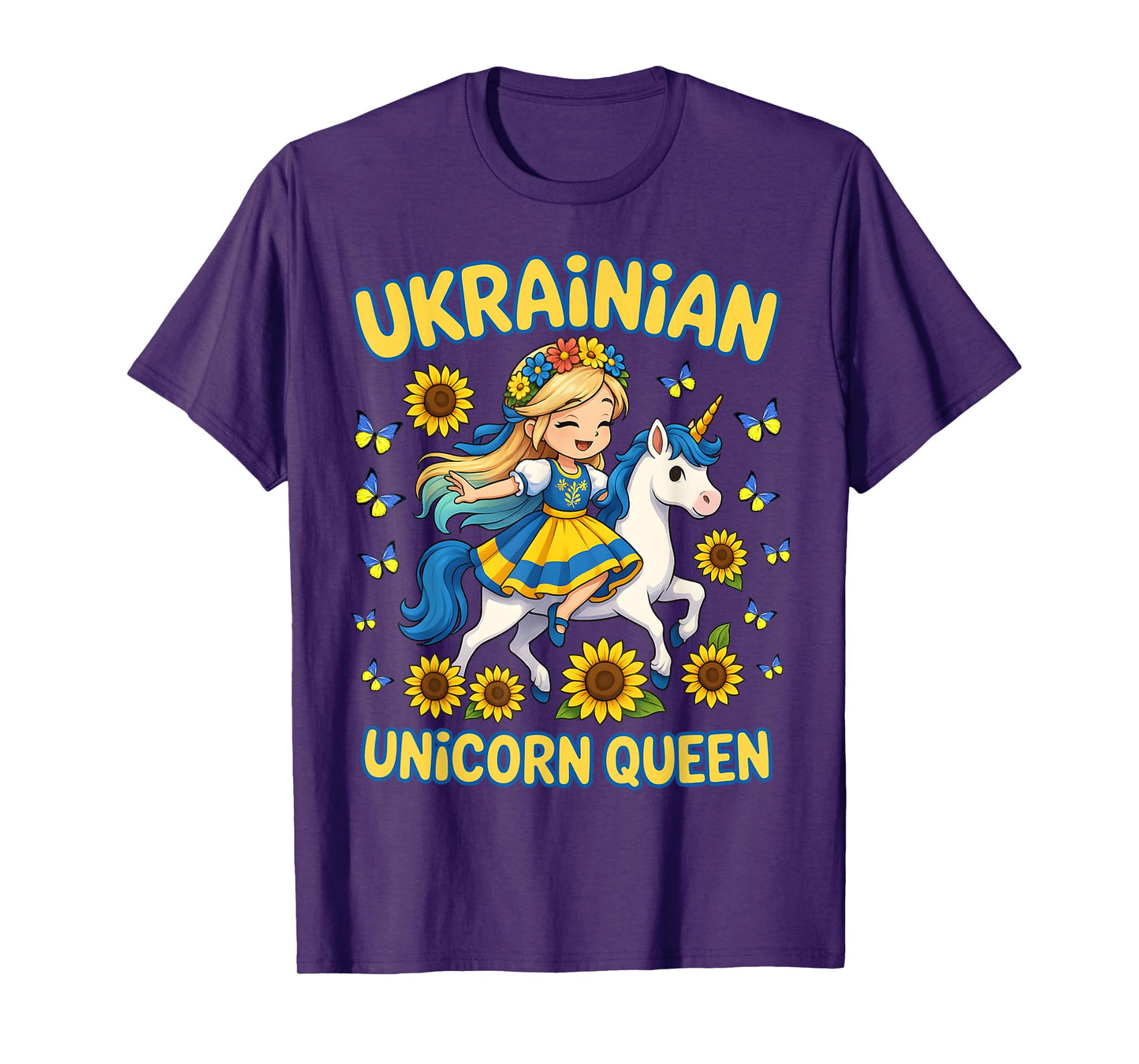 Ukrainian Unicorn Queen Girl Sunflower Pride Souvenier kids T-Shirt