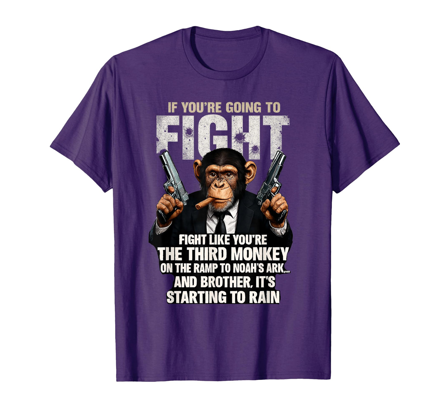 Fight Like The Third Monkey Noah Ark Rain Funny T-Shirt