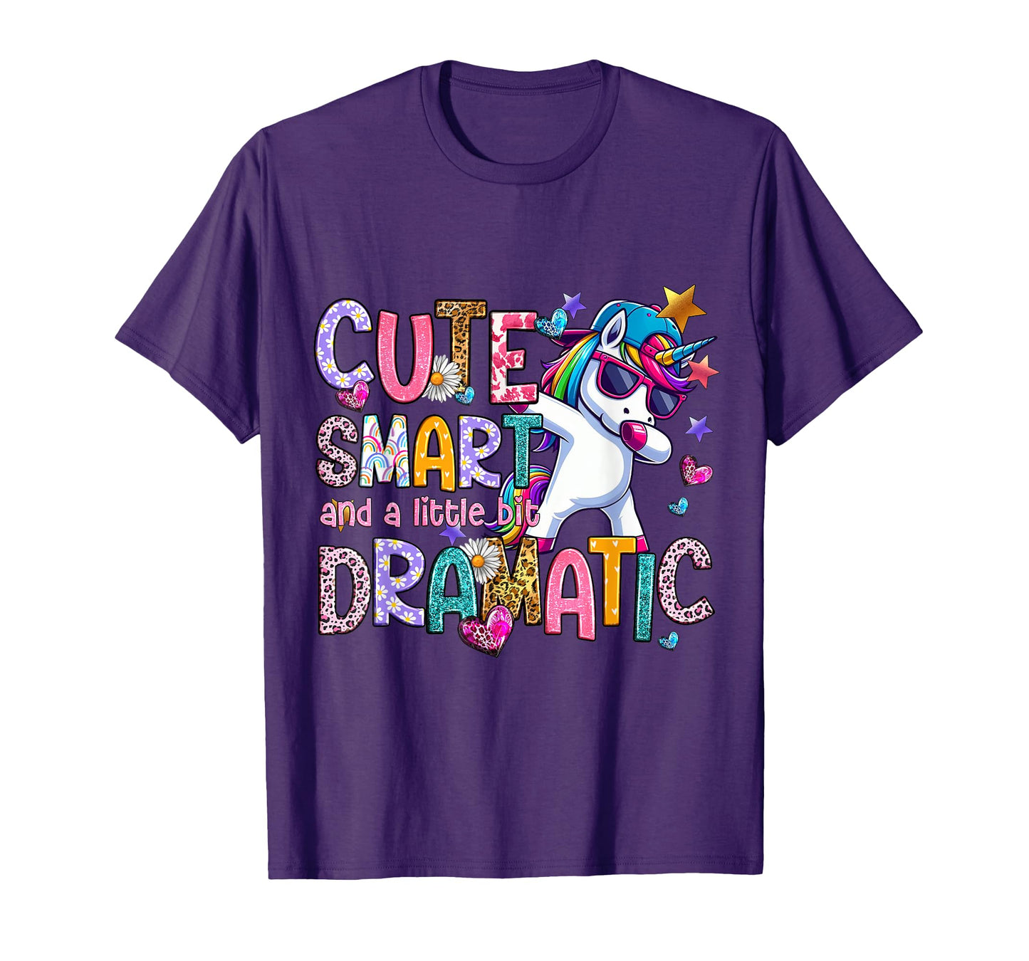 Cute Smart And A Little Bit Dramatic Funny Unicorn Kid Girls T-Shirt