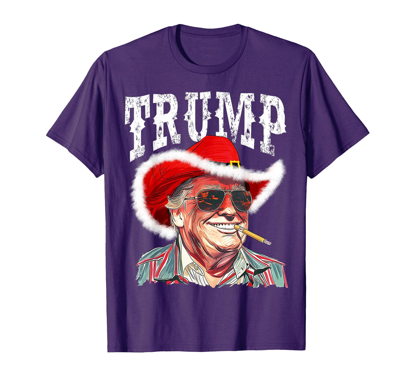 Trump Santa Cowboy Hat Christmas Texas Western Howdy Xmas T-Shirt
