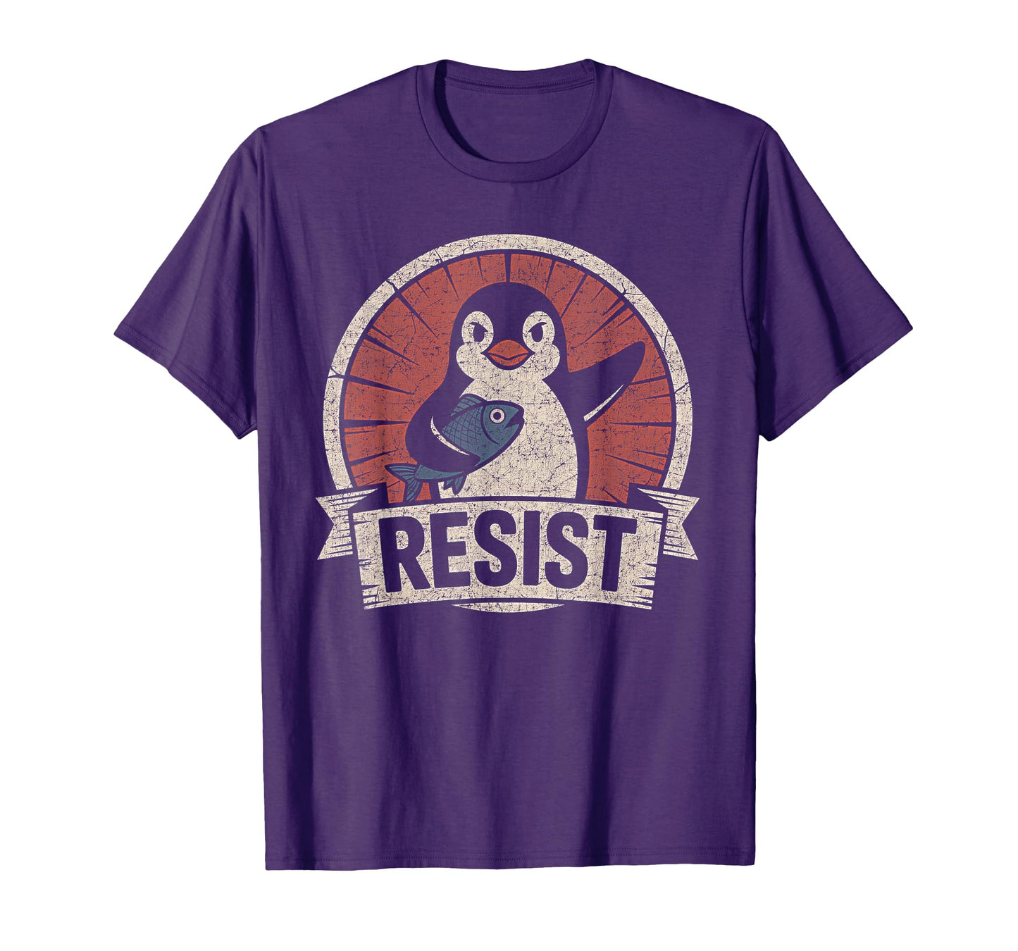 Resist Penguin Activism Vintage Graphic Design T-Shirt
