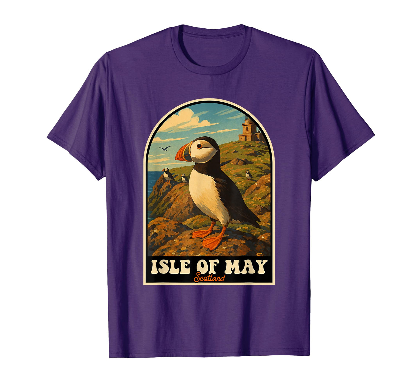 Isle of May Scotland Puffin Coastal Wildlife Art T-Shirt