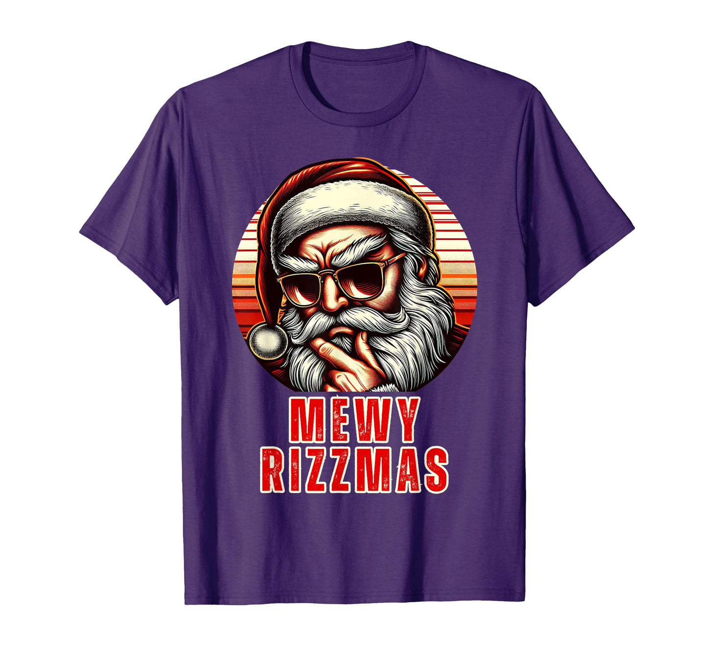 Mewy Rizzmas Funny Santa Mewing Joke Rizz Mens Christmas T-Shirt