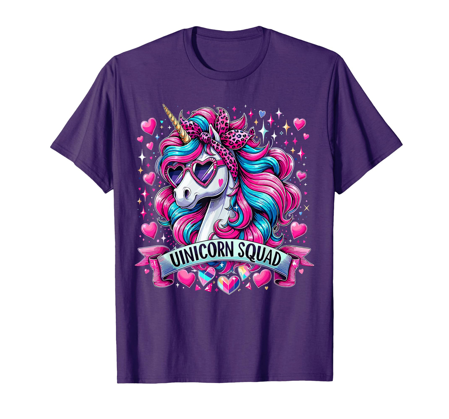 Unicorn Squad Unicorn with leopard Bandana T-Shirt