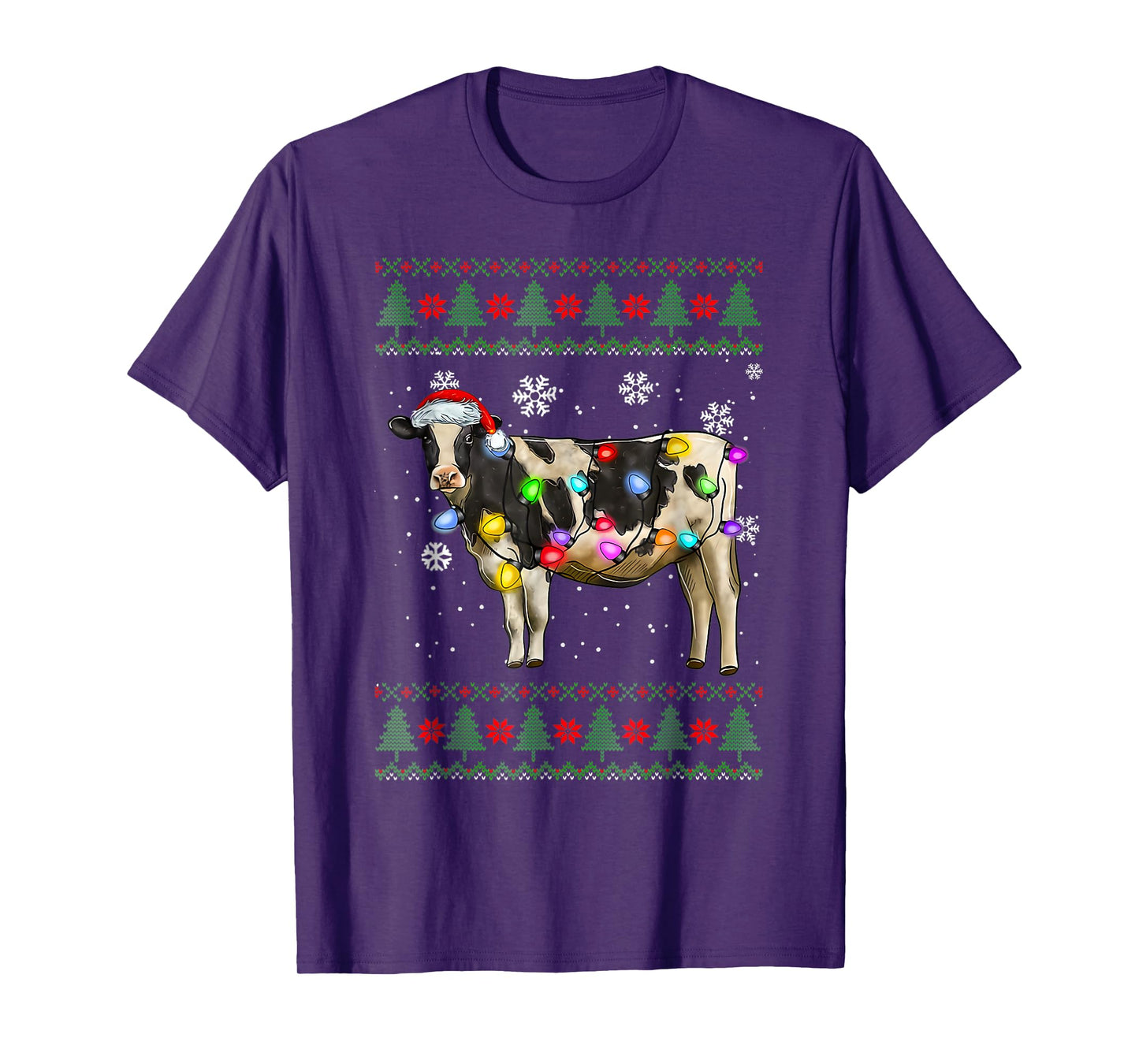 Ugly Cow Christmas Sweater Santa Hat and Light Up Xmas T-Shirt