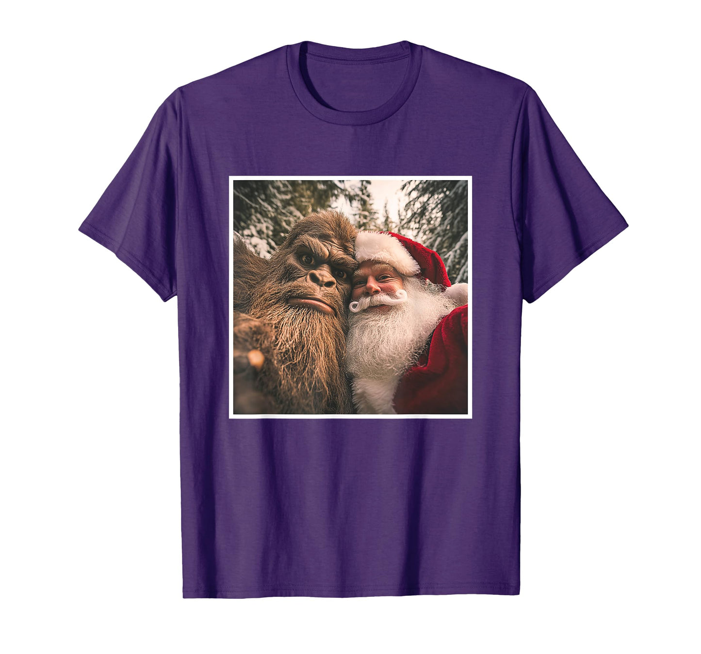 Funny Cute Bigfoot Santa Claus Selfie Christmas Pajama T-Shirt