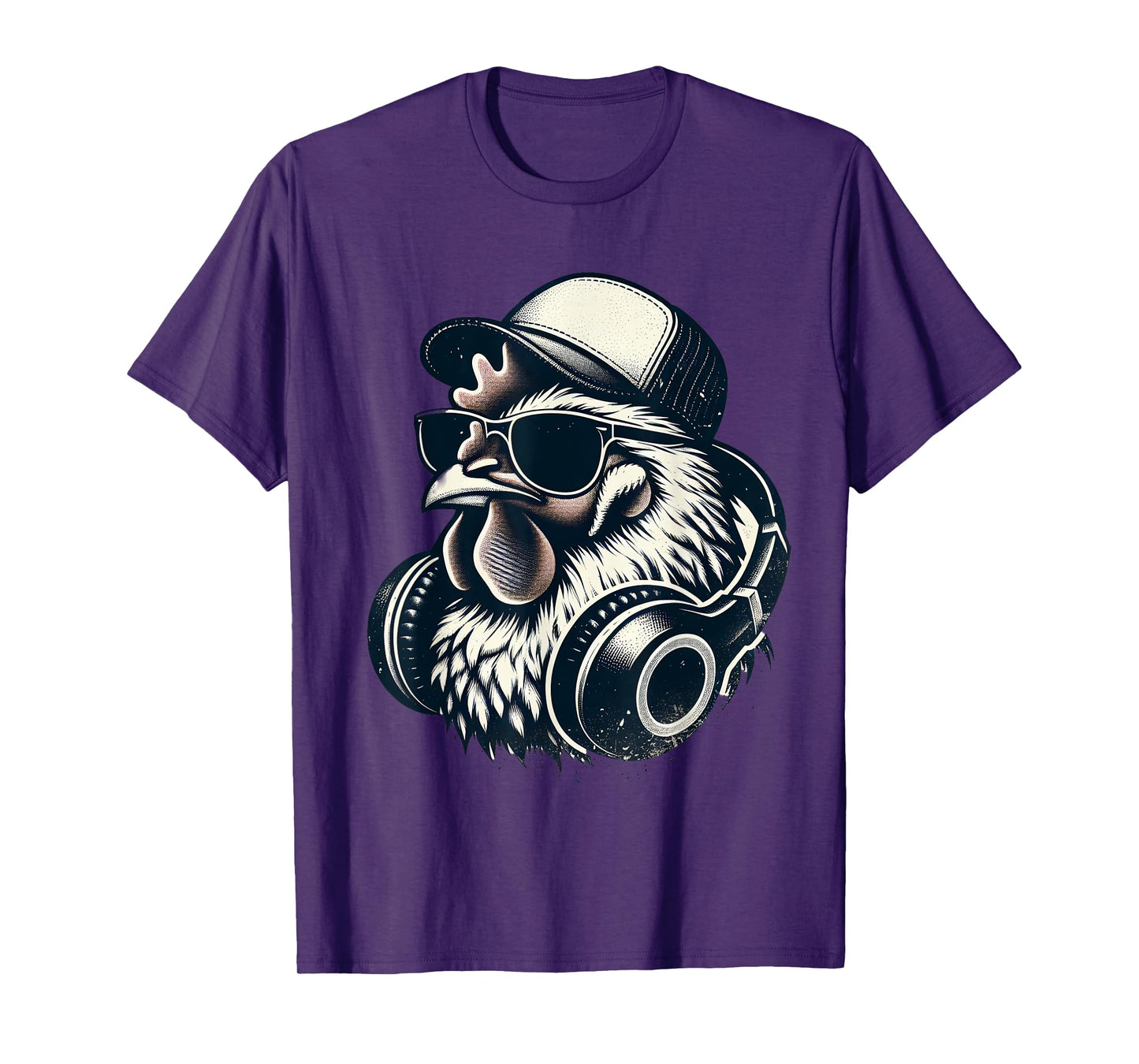 Music Chicken with Headphones Cool Rooster T-Shirt