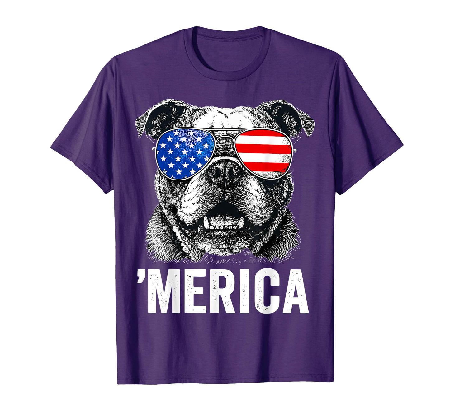 English Bulldog 4th of July Merica Men Women USA Flag T-Shirt