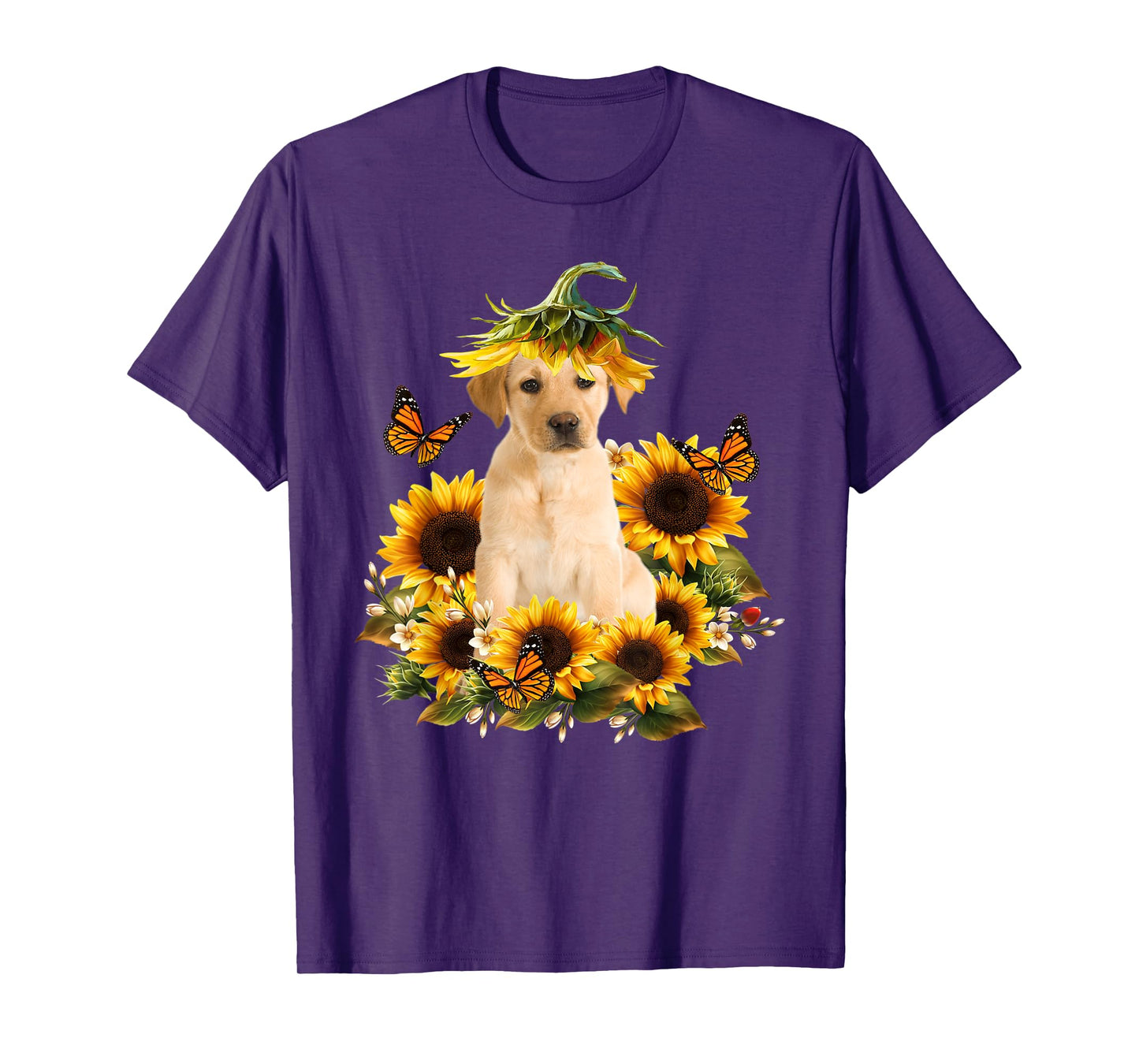 Labrador Sunflower Butterfly Cute Dog Lover Gifts Men Women Kids T-Shirt
