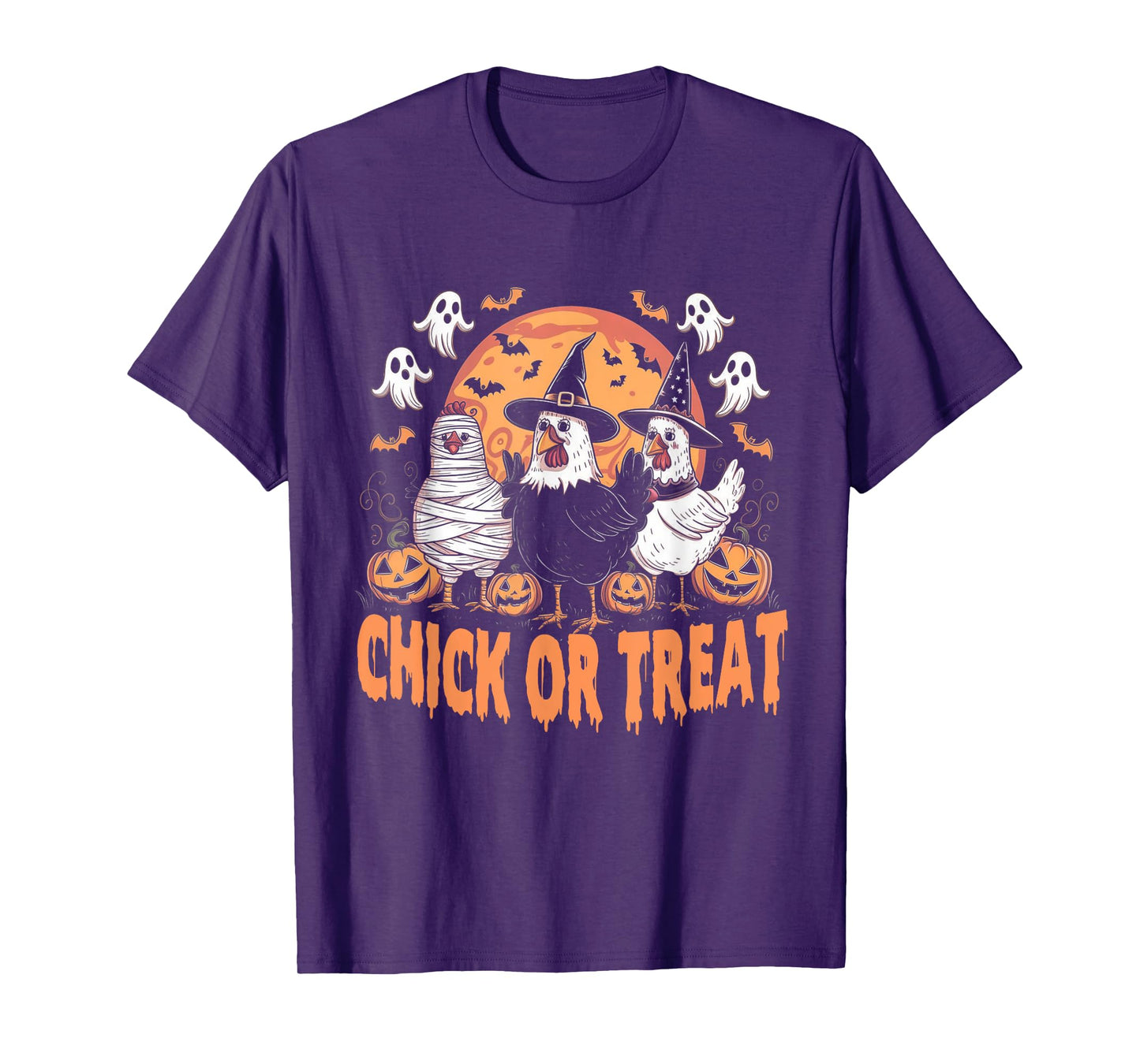 Halloween Spooky Chicken Autumn Chick or Treat Pumpkin Witch T-Shirt