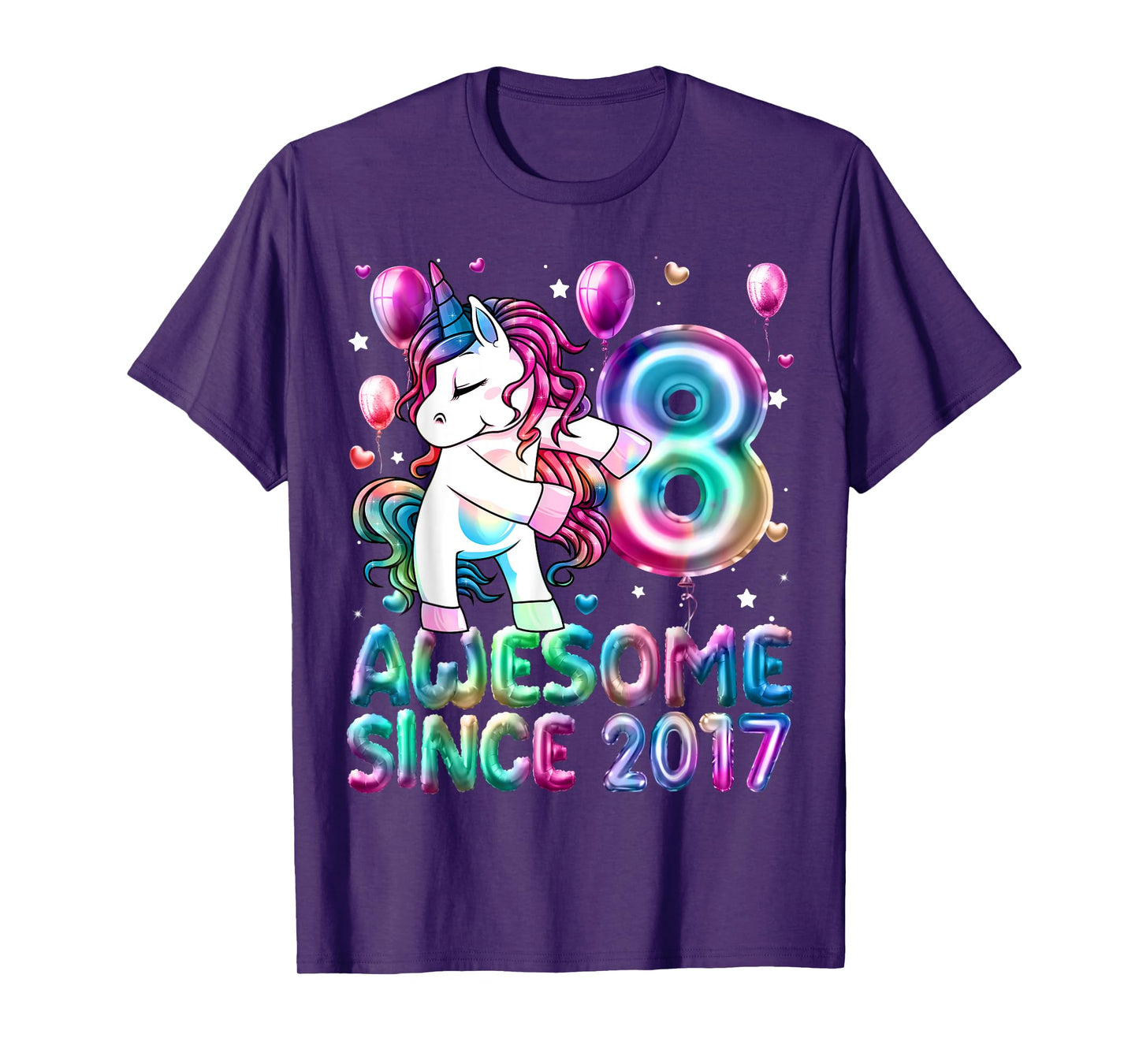 Flossing Unicorn 8 Year Old 8th Birthday Girl Unicorn Party T-Shirt