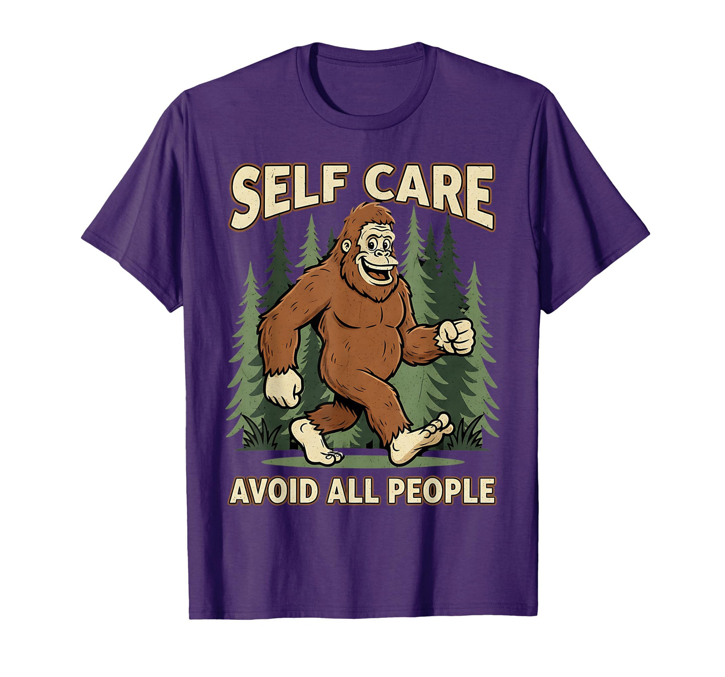 Self Care Mental Health Funny Bigfoot Graphic T-Shirt