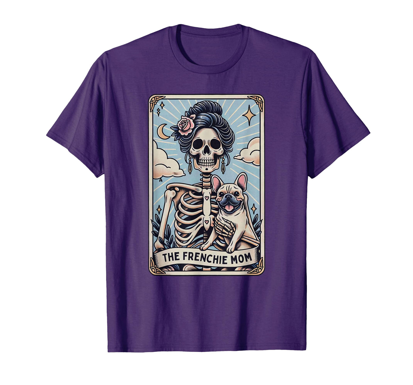 Retro Funny The Frenchie Mom Tarot Card Skeleton Halloween T-Shirt