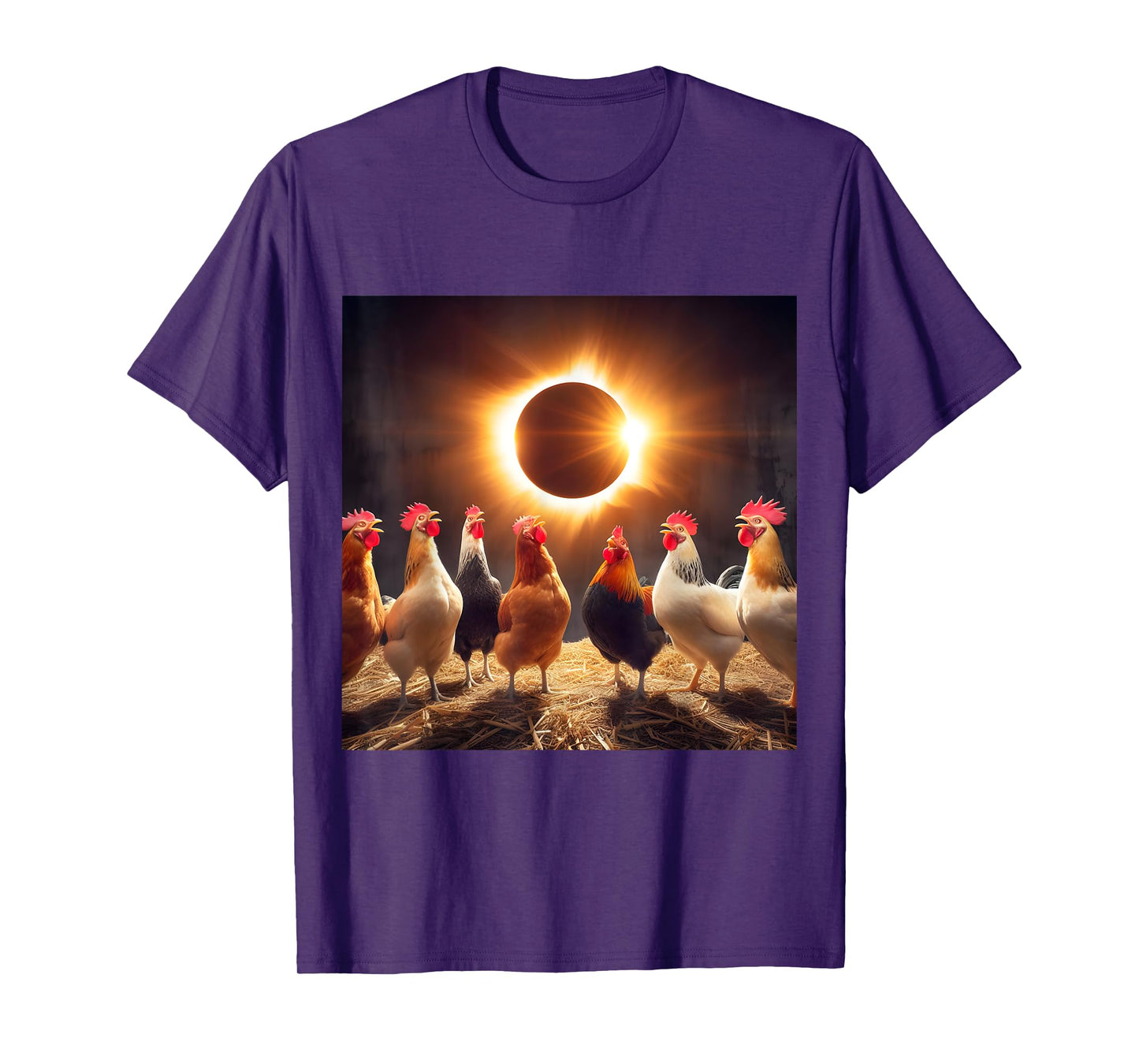 Chicken And The Total Solar Sun Eclipse 8.04.24 2024 Chicken T-Shirt