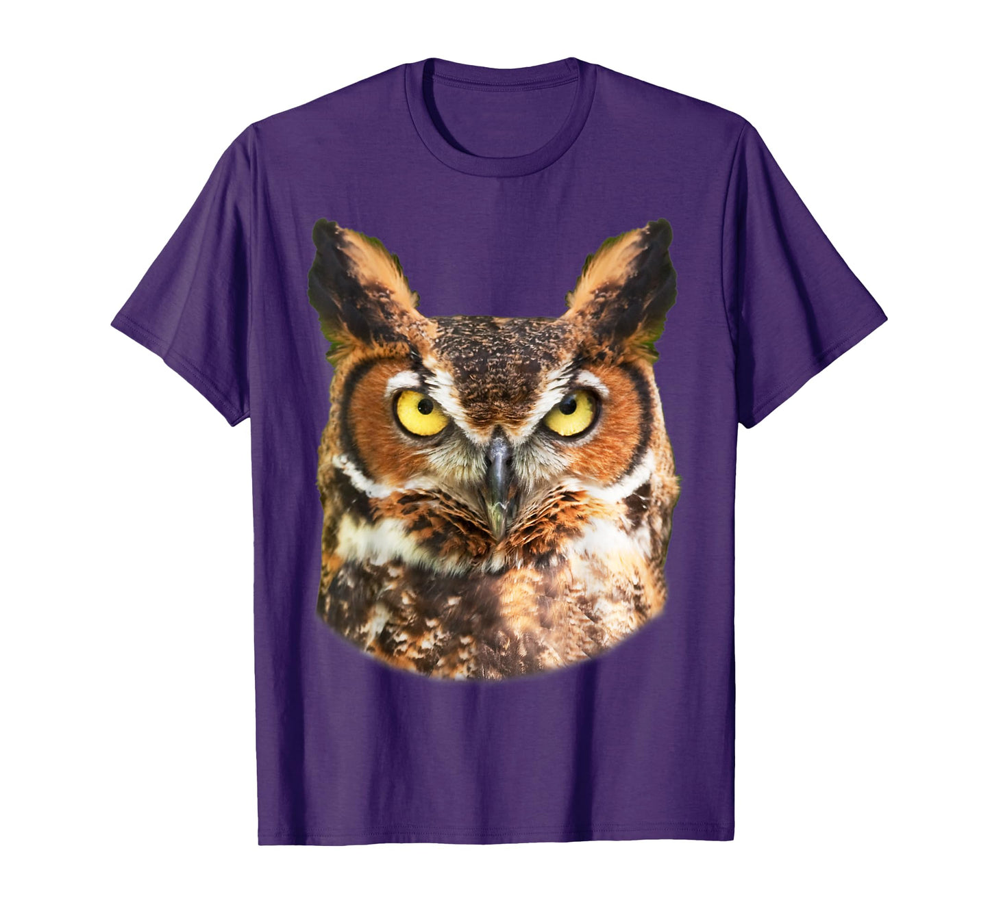 Great Horned Owl Head T-shirt Owl Lover Tee
