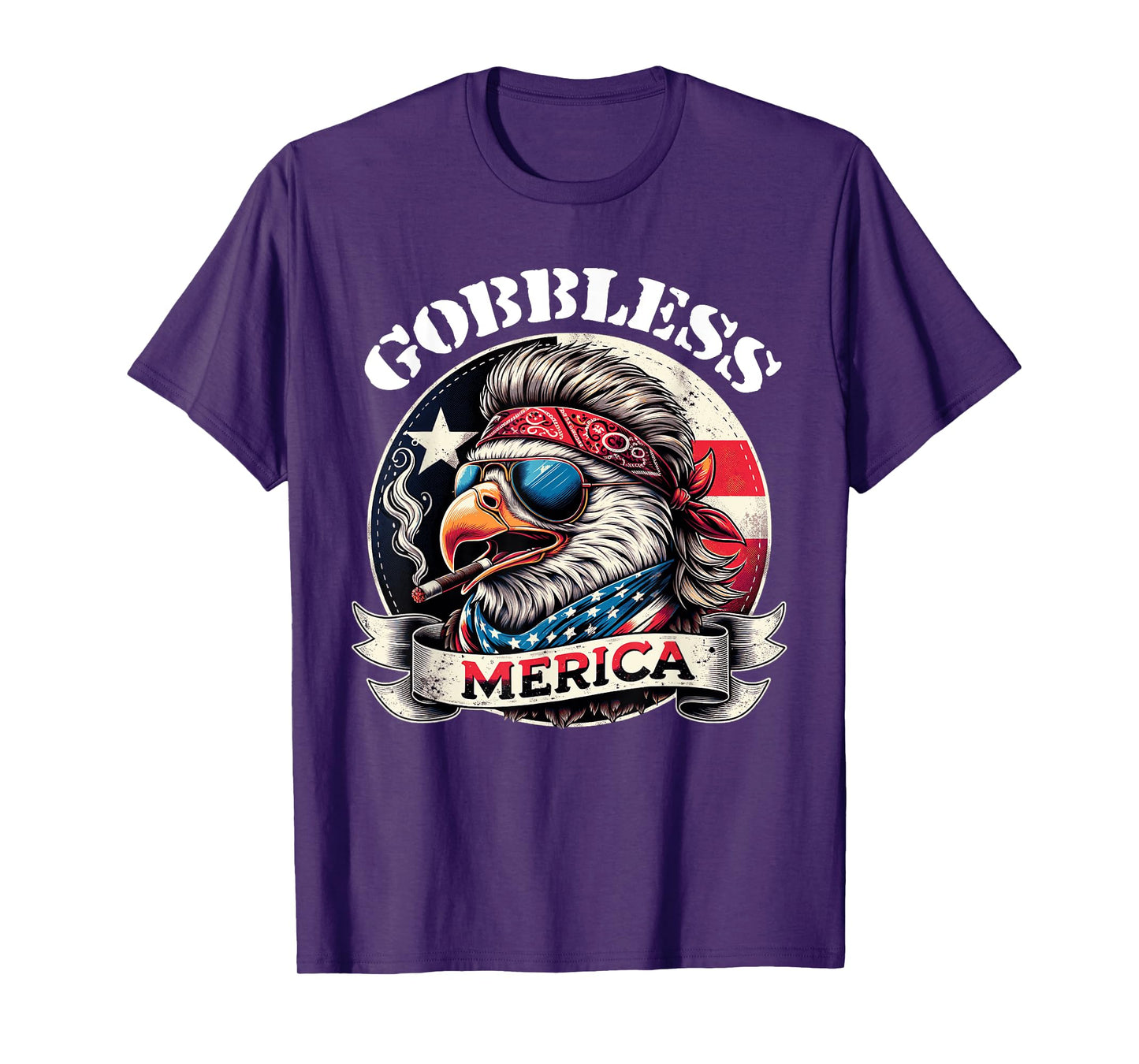 GOBBLESS Merica Patriotic Eagle Mullet American Hoss flag Women Men T-Shirt