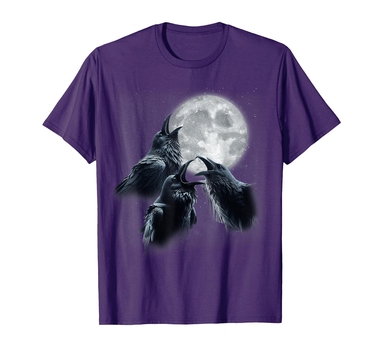 3 Black Raven Howling At The Moon Funny Crow Raven Bird Kids T-Shirt