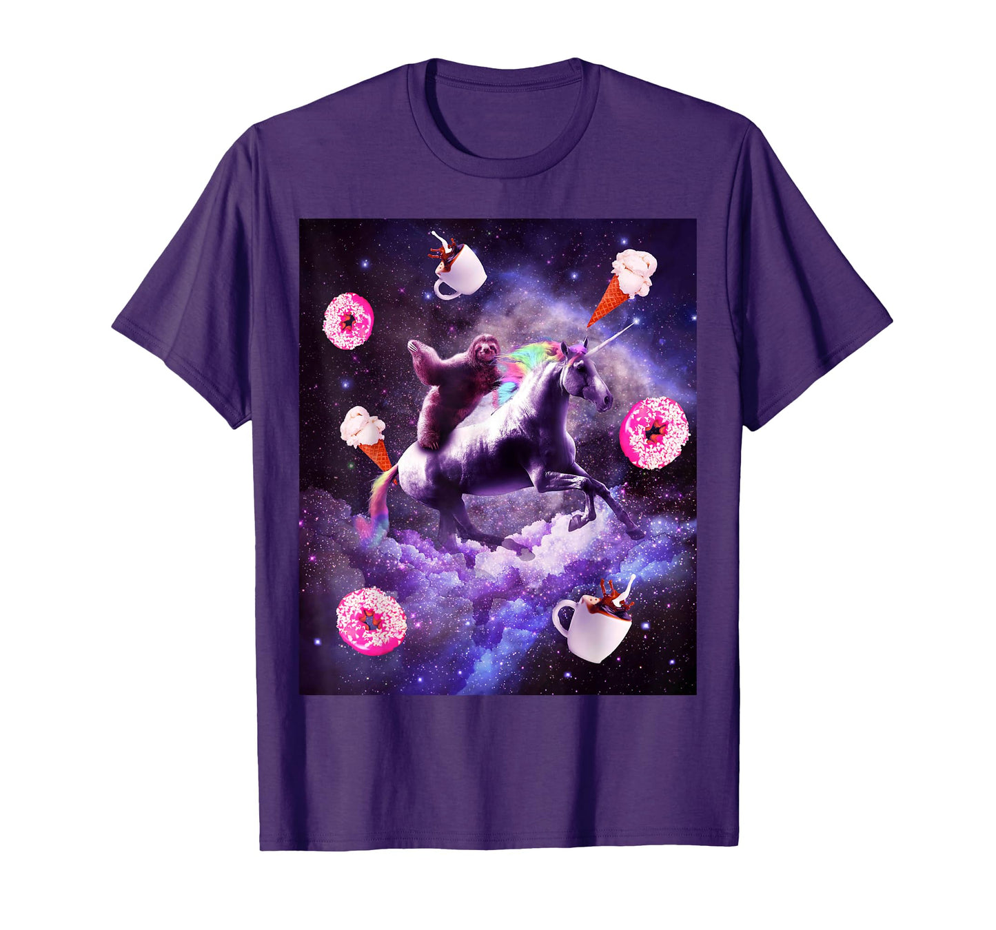Outer Space Sloth Riding Unicorn - Donut T-Shirt