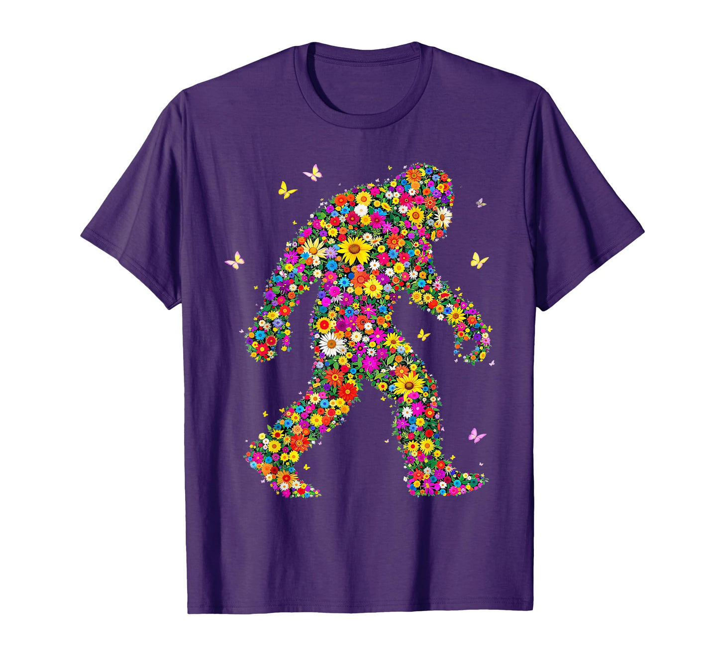 Bigfoot with Flowers - Retro Floral Sasquatch Believers T-Shirt