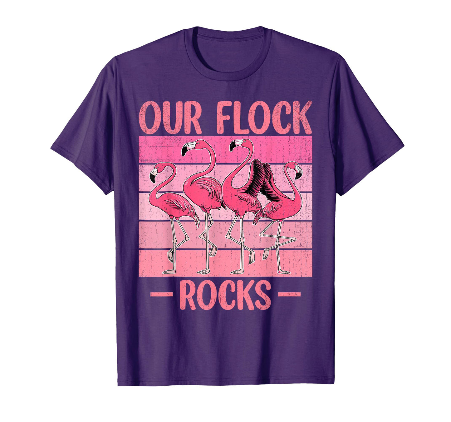 Our Flock Rocks Flamingos Lover Family Vacation Group T-Shirt