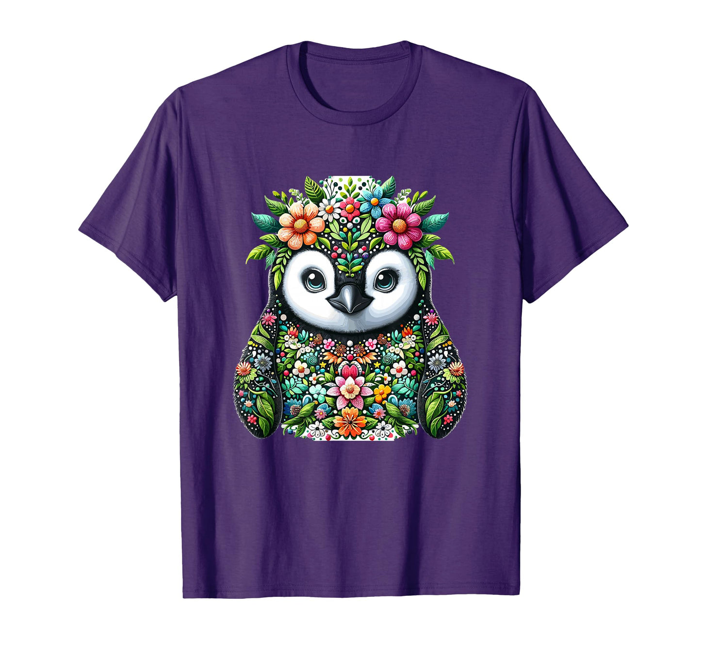 Cute Floral Aesthetic Penguin Lover Penguin T-Shirt