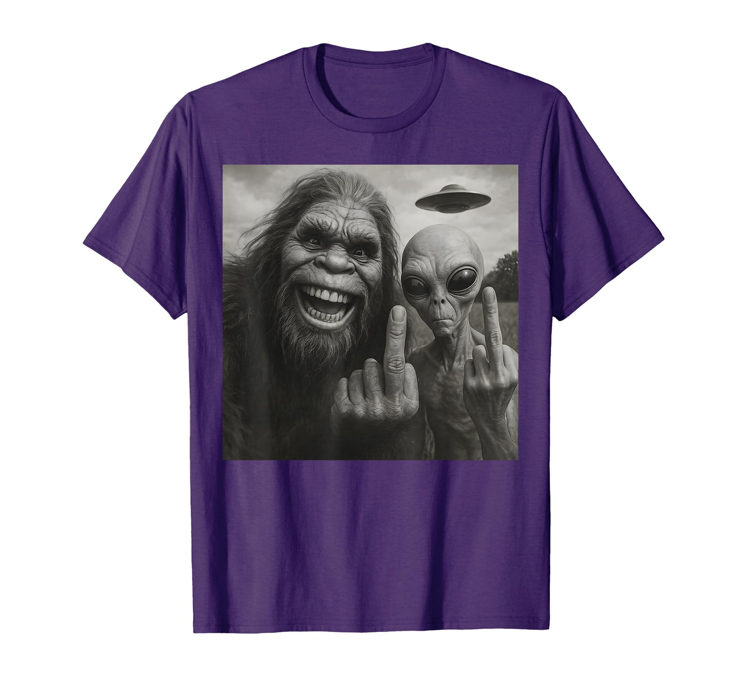 Bigfoot Alien Middle Finger T-Shirt