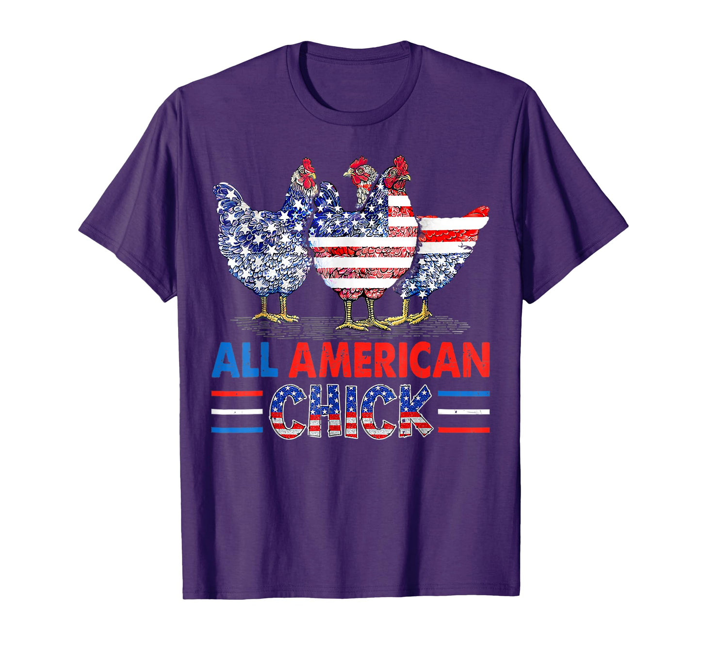 All American Chicken, Chick Patriotic USA Flag 4Th Of July T-Shirt for Women Men