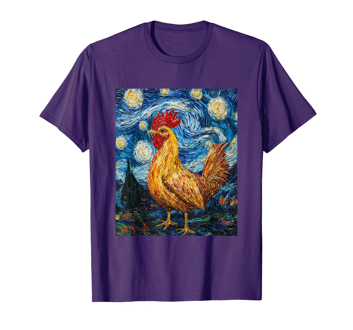 Funny Chicken - Van Gogh Style - Starry Night Graphic T-Shirt