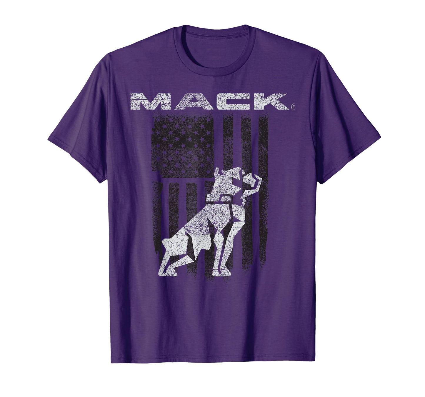 Mack Trucks Mack The Bulldog Logo with American Flag Trucker T-Shirt