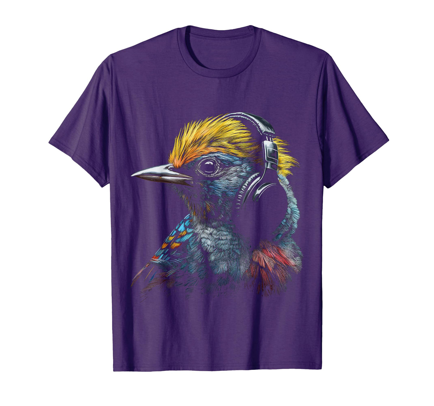 Bird Headphones Artwork | Music Animal Motif Bird T-Shirt