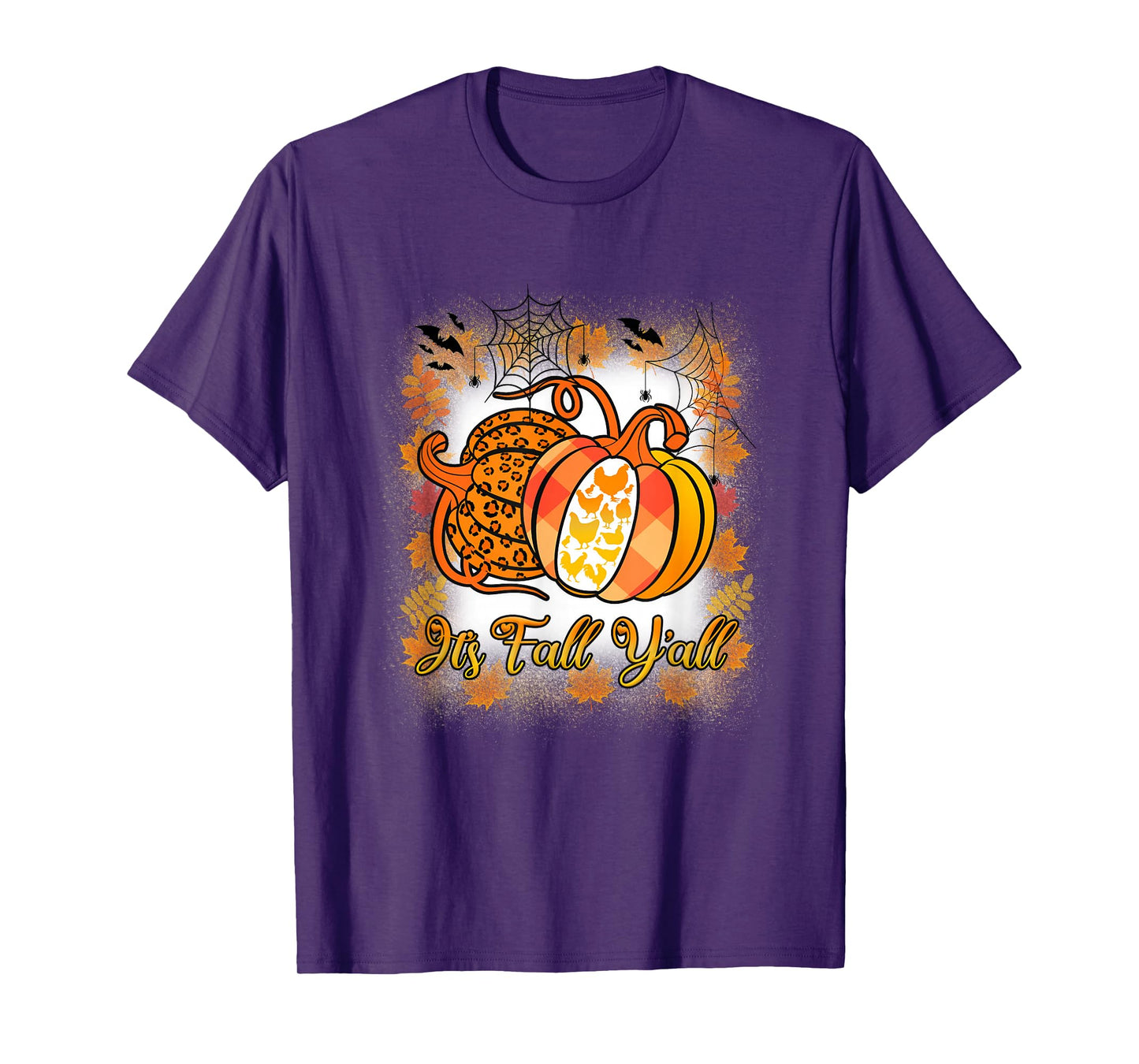 It’s Fall Y’all Pumpkin Leopard Print Chicken Halloween T-Shirt