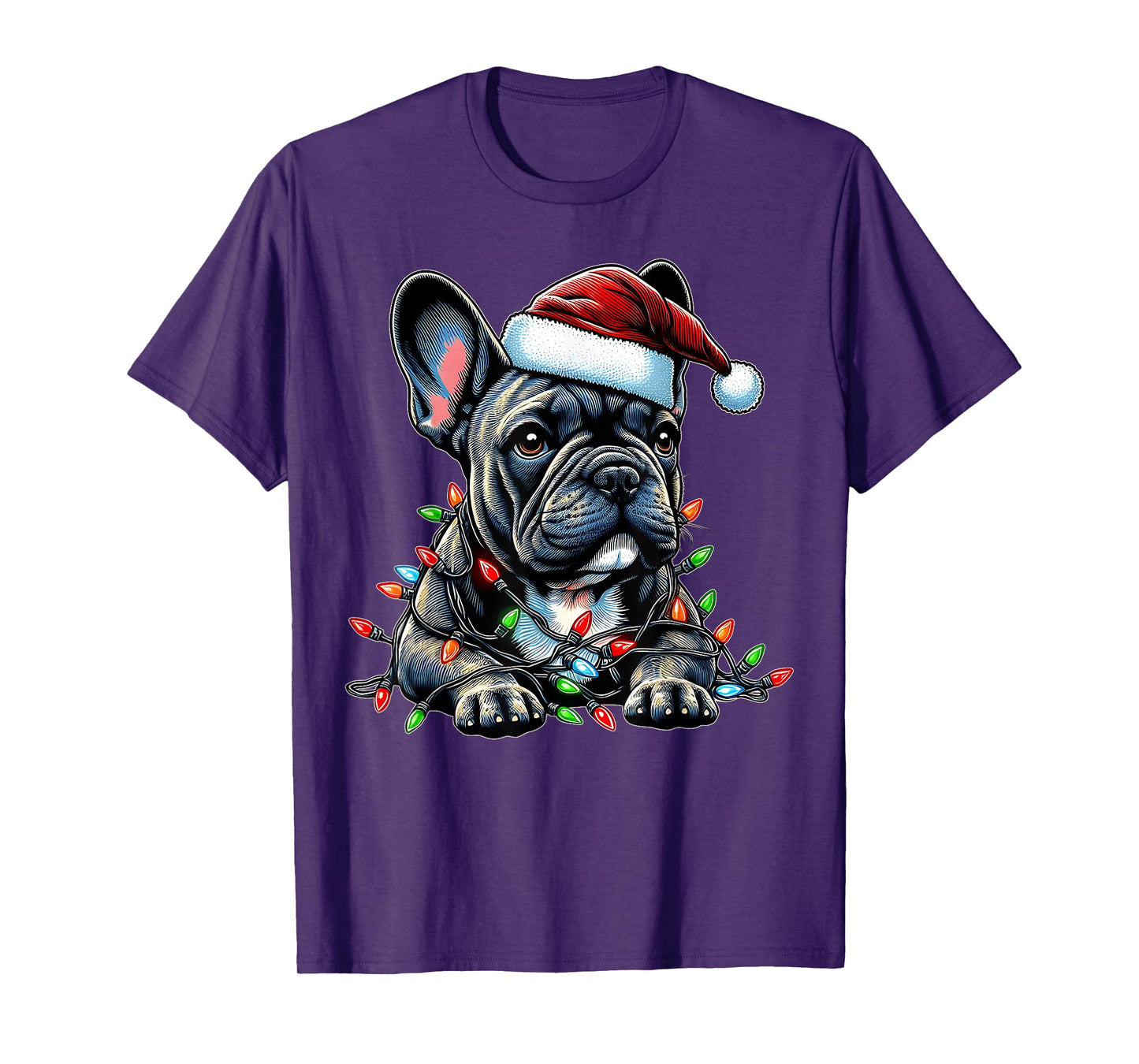 French Bulldog Frenchie Christmas Hat Xmas Men Women Kids T-Shirt