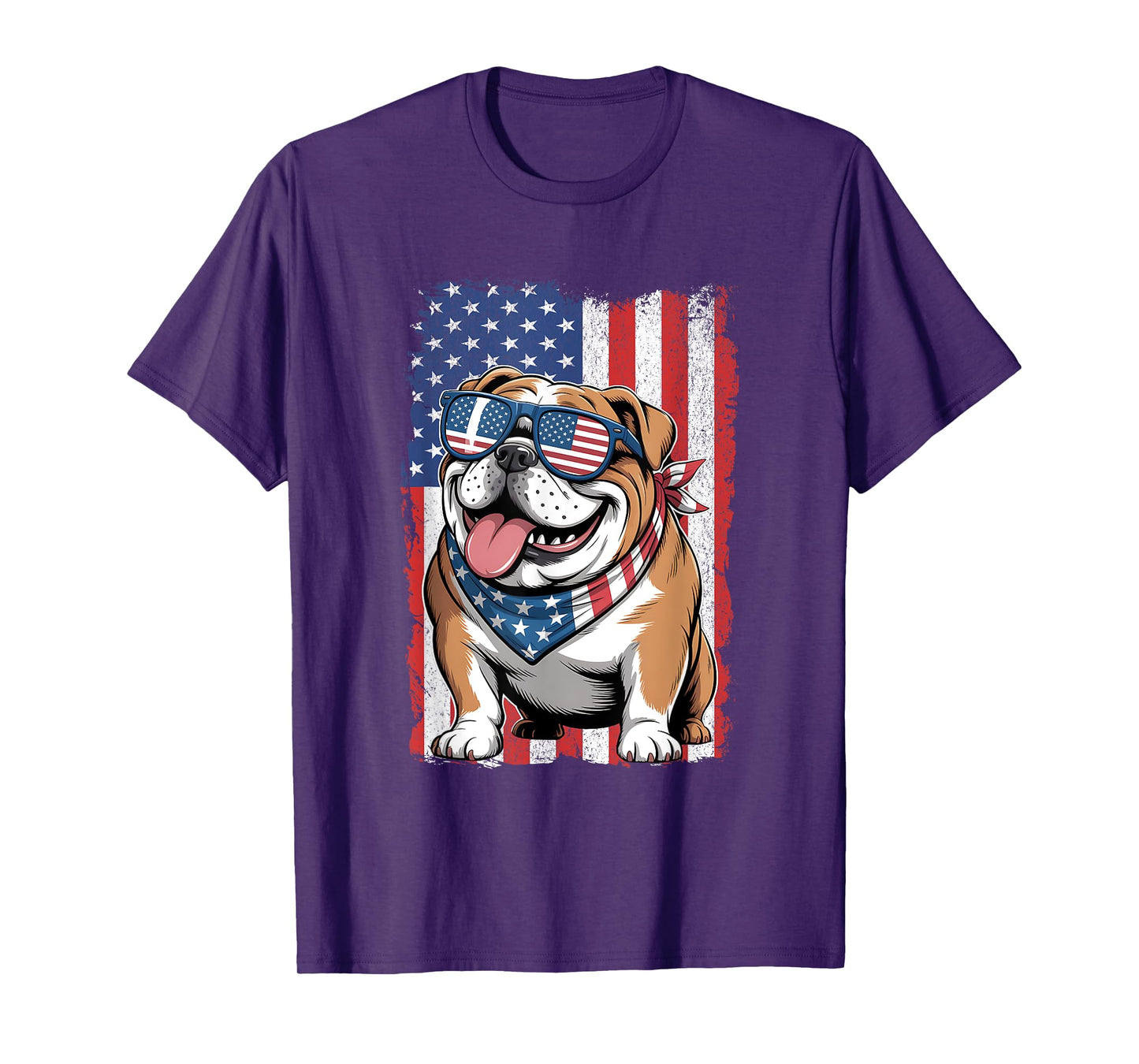 English Bulldog 4th of July Dog Patriotic USA Flag Man Woman T-Shirt