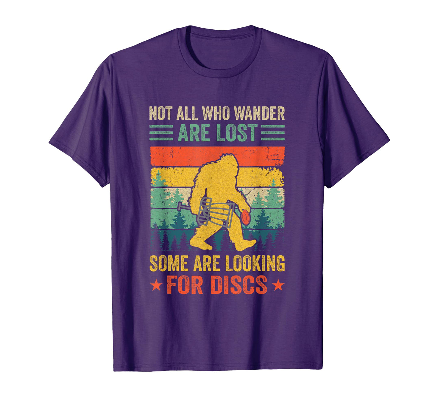 Funny Disc Golf For Men Women Bigfoot Disc Golf Player Retro T-Shirt