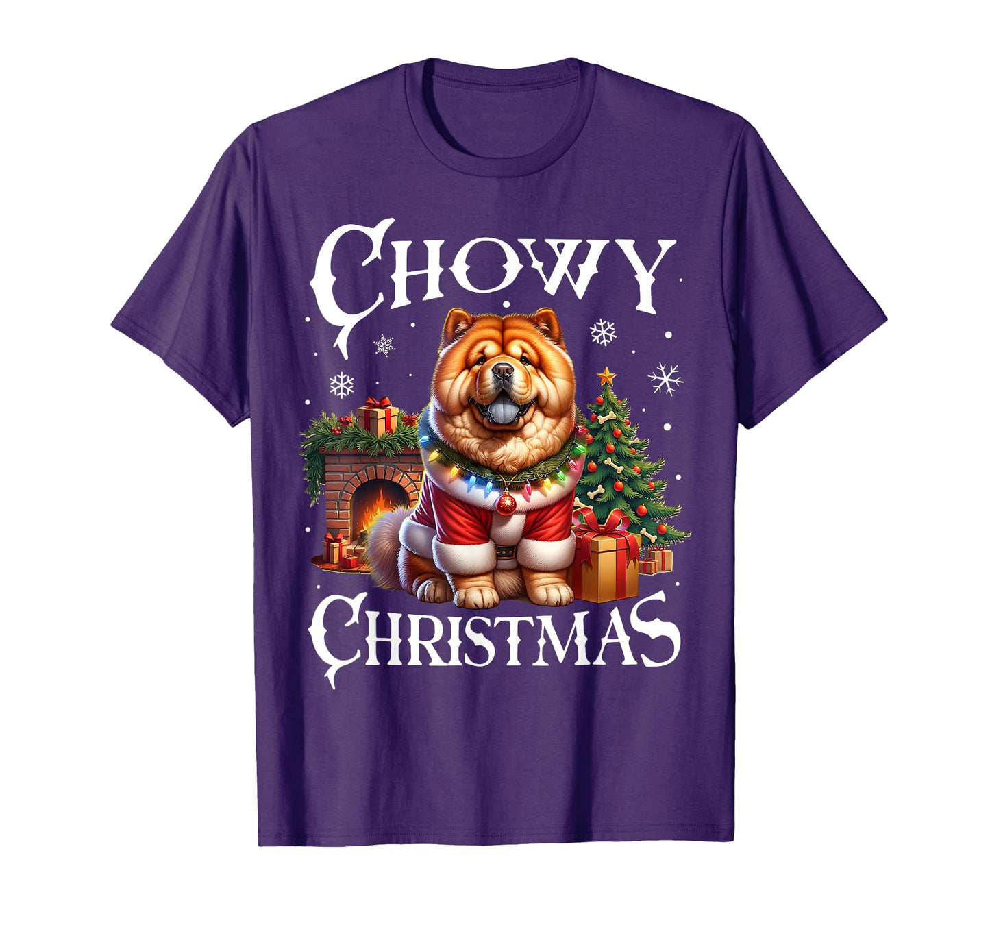 Christmas Dogs Chow Chow Santa Claus Chow Chow Xmas T-Shirt - Unisex Adults - Black - Small - Short Sleeve
