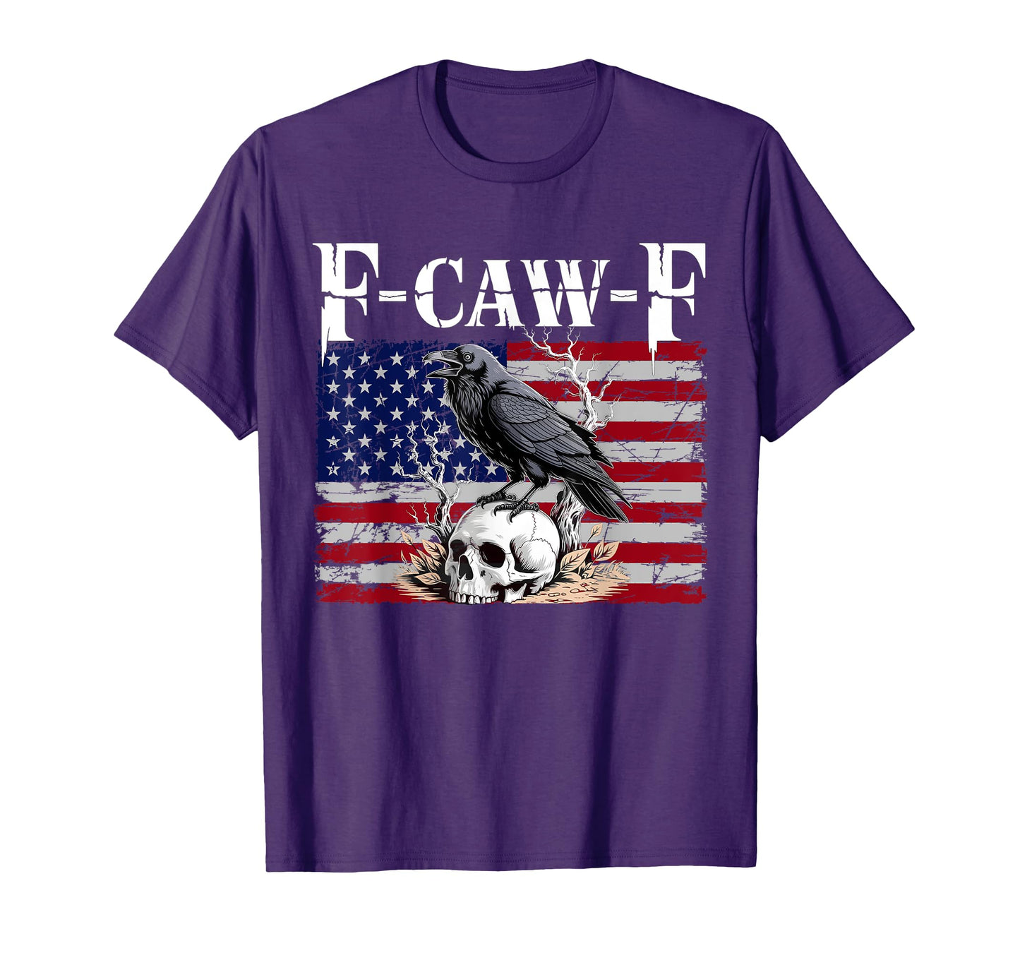 F-Caw-F Black Crow Black Bird Retro USA Flag Vintage F-Caw-F T-Shirt
