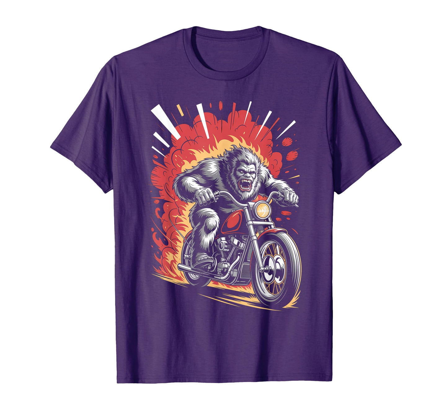 Bigfoot Biker Riding Motorcycle Men Vintage Sasquatch Rider T-Shirt