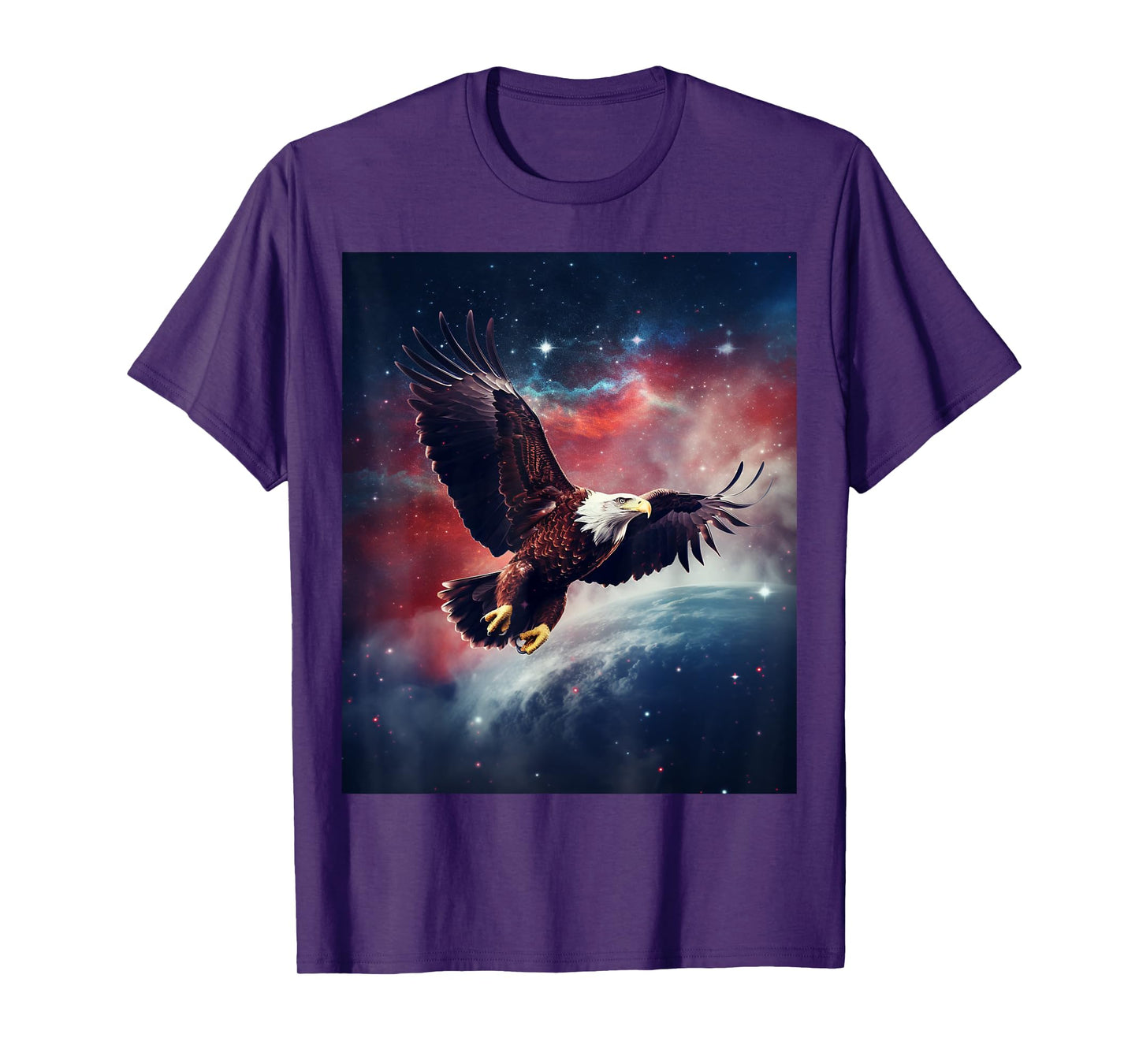 BORN Majestic Flying American Bald Eagle T-Shirt - Unisex Adults - Black - Small - Crew Neck - Short Sleeve